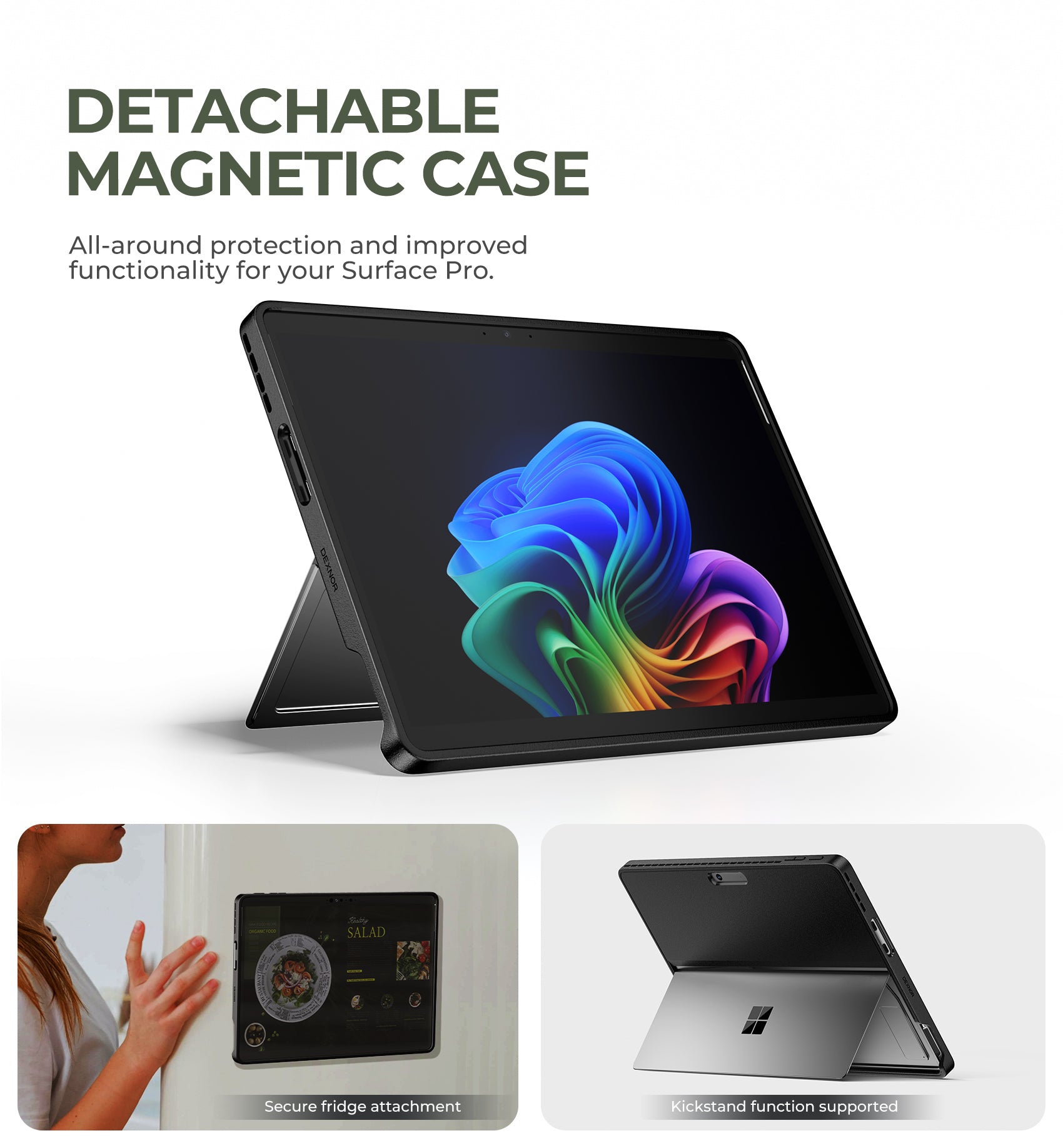 Dexnor Magic-Style Keyboard Case for Microsoft Surface Pro 11 with Detachable Magnetic Cover Floating Cantilever Stand Multi-Touch Trackpad Backlit Stylus Holder