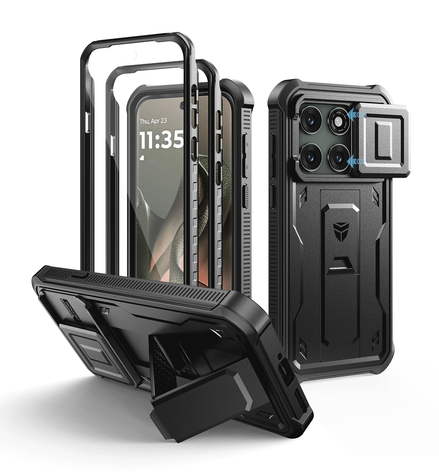 Dexnor Case for Motorola Moto Edge 2026 2 Front Frame Built-in Magnetic Slide Camera Cover Kickstand Heavy Duty Protection Shockproof Phone Cover Screen Protector 6.3 inch