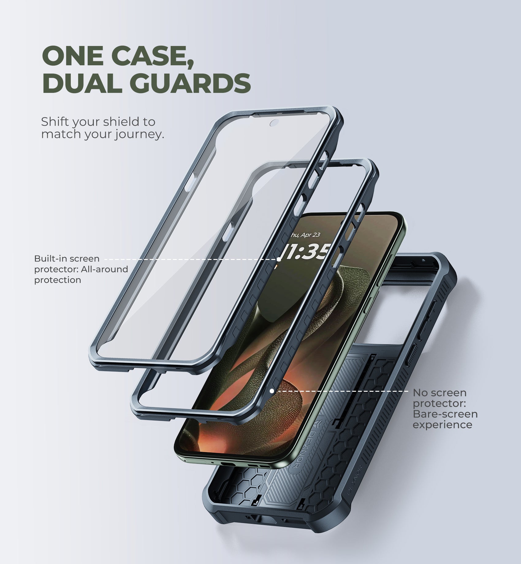 Dexnor Case for Motorola Moto Edge 2026 2 Front Frame Built-in Magnetic Slide Camera Cover Kickstand Heavy Duty Protection Shockproof Phone Cover Screen Protector 6.3 inch