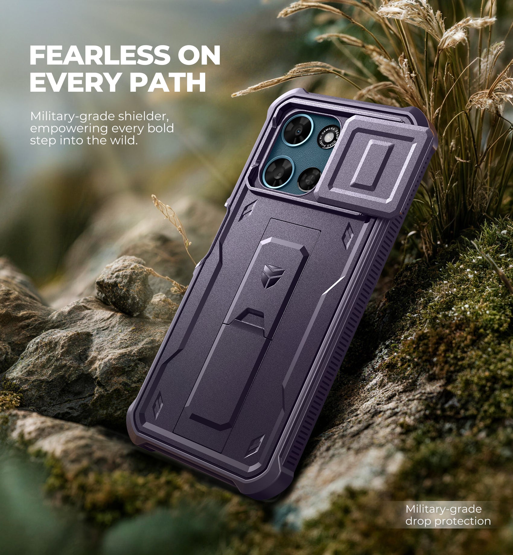 Dexnor Case for Motorola Moto G 2026 2 Front Frame Built-in Slide Camera Cover Kickstand Heavy Duty with Screen Protector 6.7 Inch
