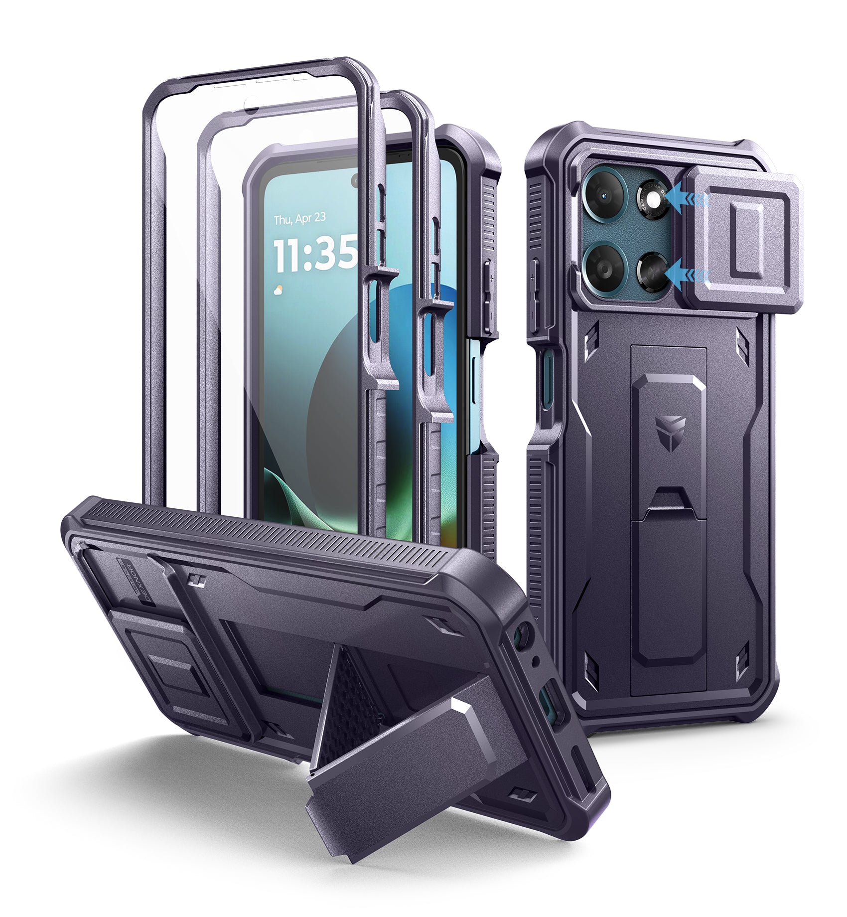 Dexnor Case for Motorola Moto G Play 2026 2 Front Frame Built-in Slide Camera Cover Kickstand Heavy Duty with Screen Protector 6.7 Inch