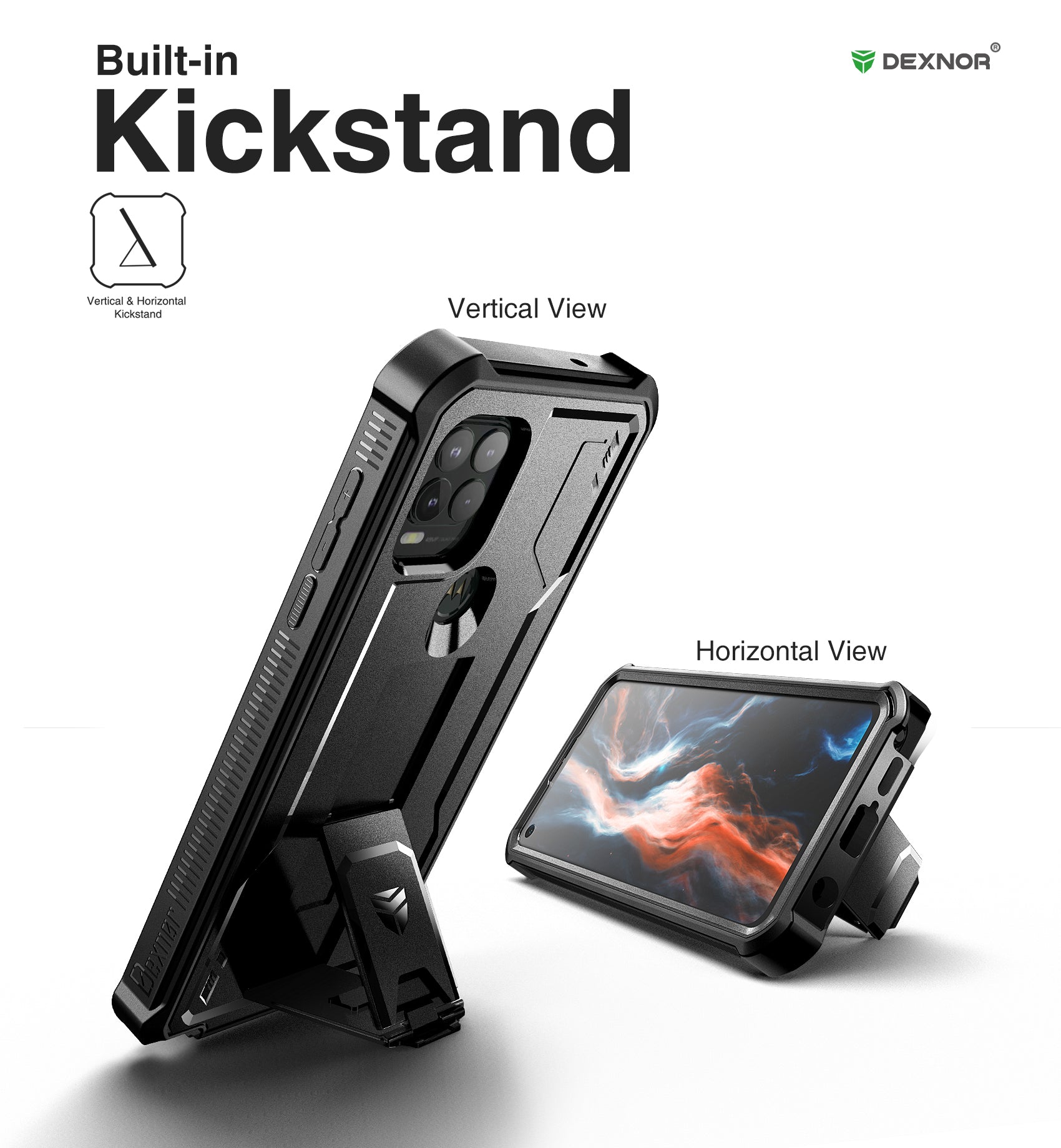 Dexnor Case for Motorola Moto G Stylus 5G 2021 Built in Screen Protector and Kickstand Heavy Duty Military Grade Protection Shockproof Protective Cover