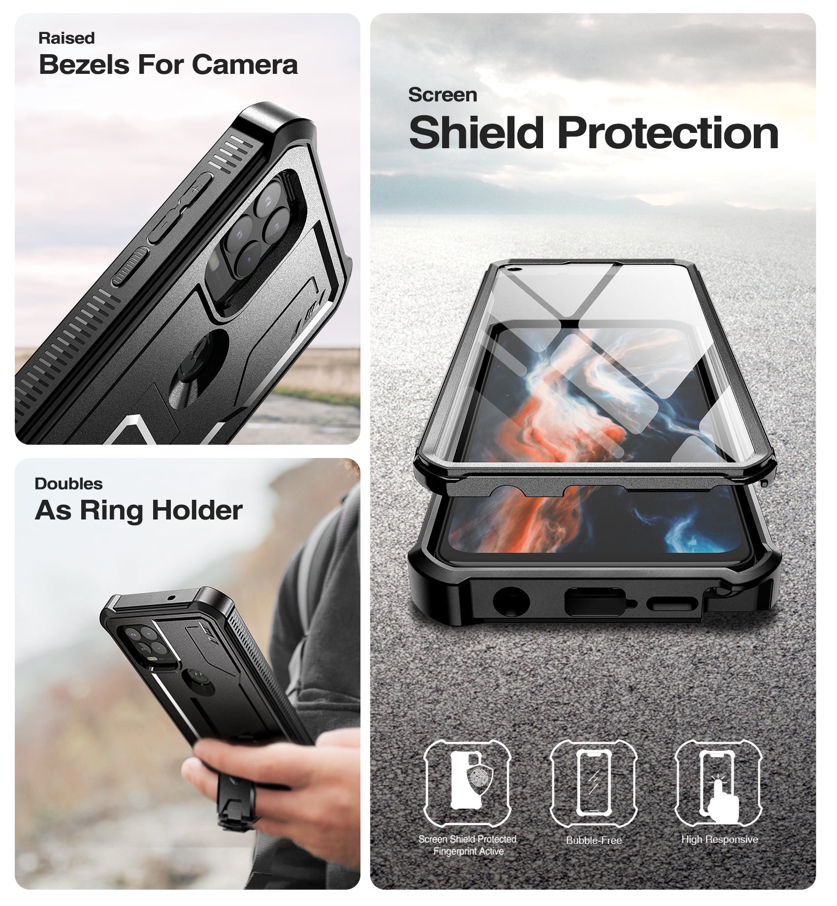 Dexnor Case for Motorola Moto G Stylus 5G 2021 Built in Screen Protector and Kickstand Heavy Duty Military Grade Protection Shockproof Protective Cover