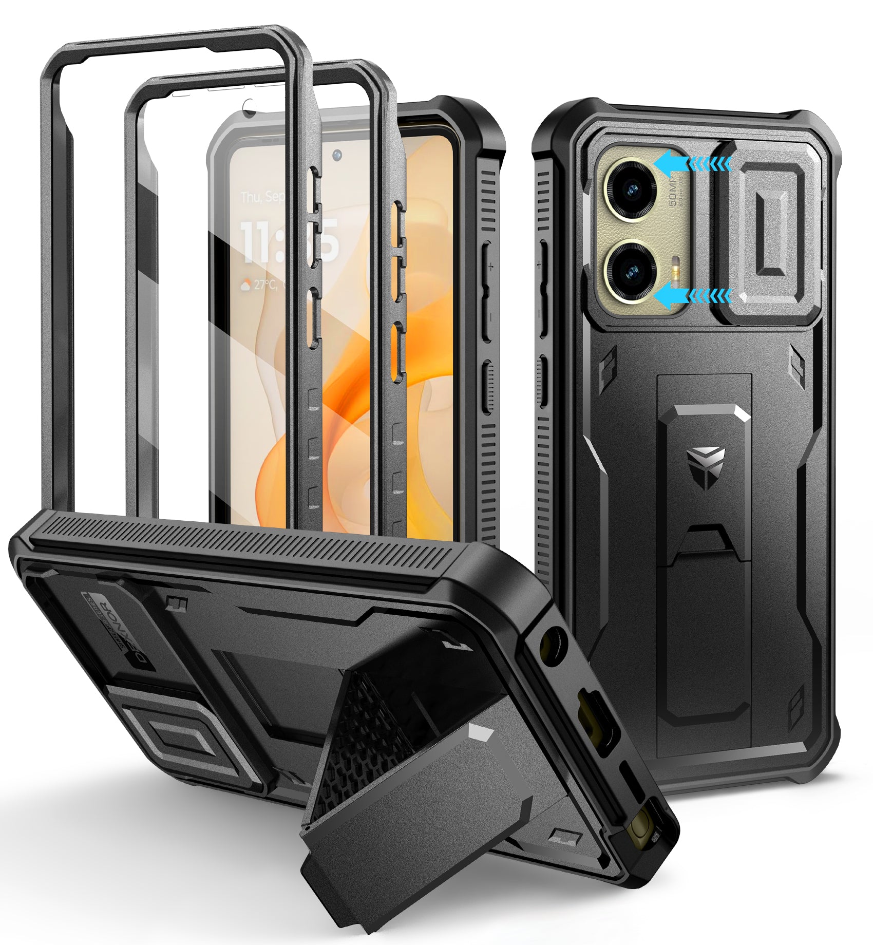 Dexnor Case for Motorola Moto G Stylus 5G 2024 Not Fit Moto G 5G 2024 Bulit-in Slide Camera Cover 2 Front Frame Heavy Duty Protection Cover with Screen Protector Kickstand 6.7 inch