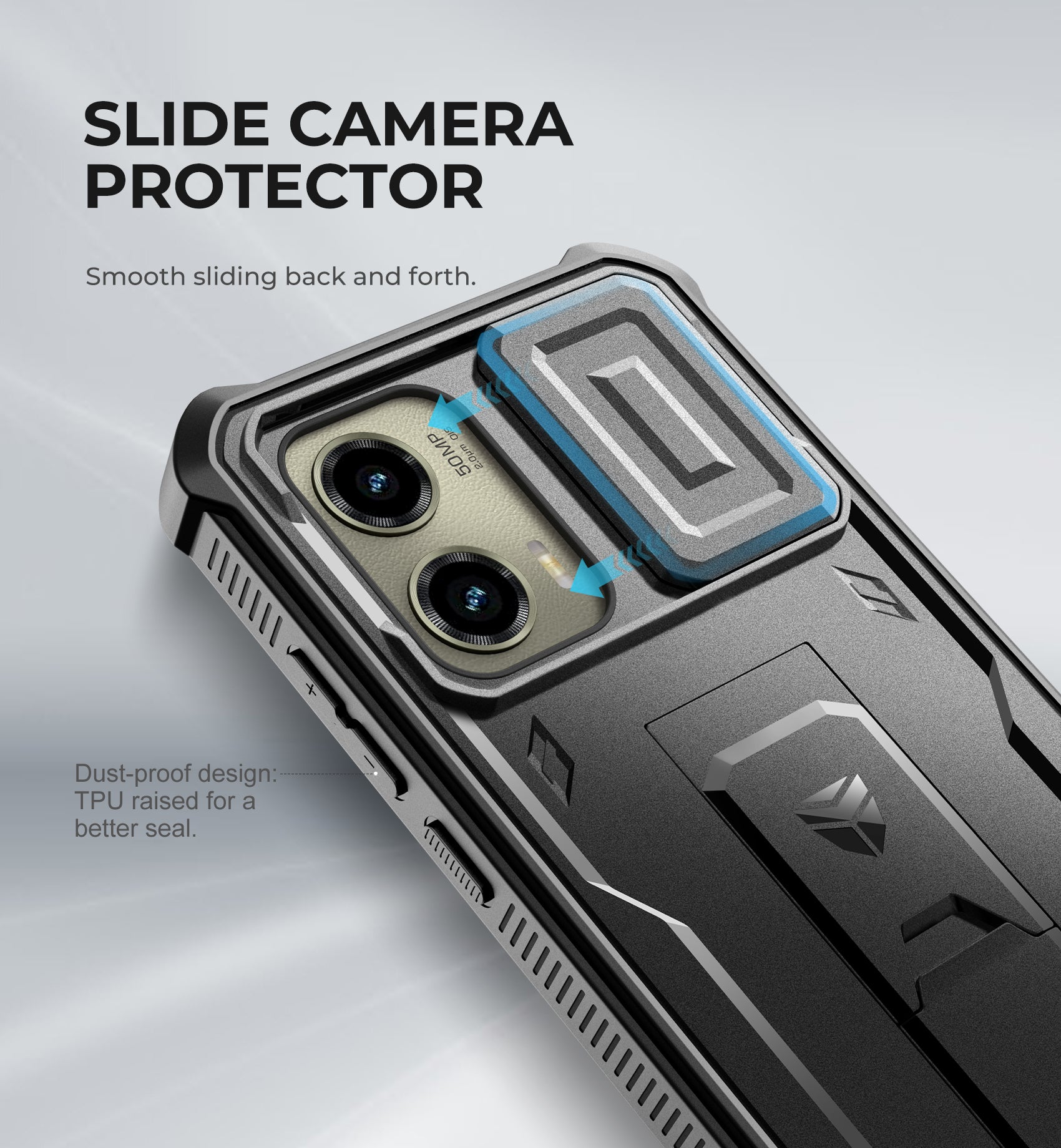 Dexnor Case for Motorola Moto G Stylus 5G 2024 Not Fit Moto G 5G 2024 Bulit-in Slide Camera Cover 2 Front Frame Heavy Duty Protection Cover with Screen Protector Kickstand 6.7 inch