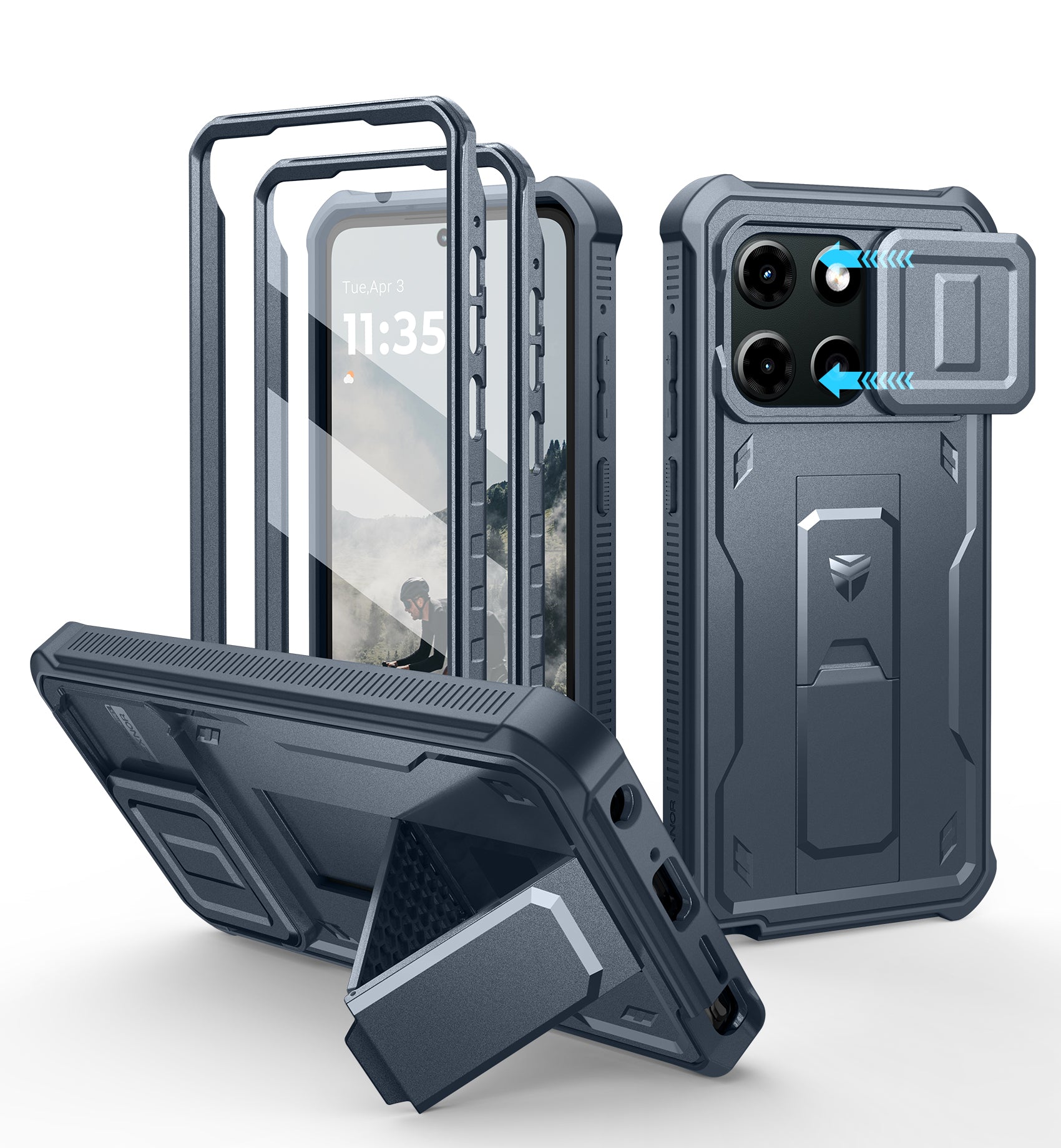Dexnor Case for Motorola Moto G-Stylus-5G 2026 2 Front Frame Built-in Magnetic Slide Camera Cover Heavy Duty Protection Shockproof Cover with Screen Protector Kickstand 6.7 inch
