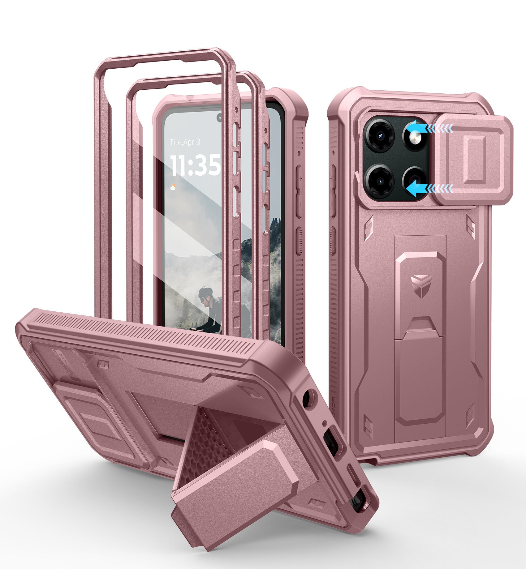 Dexnor Case for Motorola Moto G-Stylus-5G 2026 2 Front Frame Built-in Magnetic Slide Camera Cover Heavy Duty Protection Shockproof Cover with Screen Protector Kickstand 6.7 inch