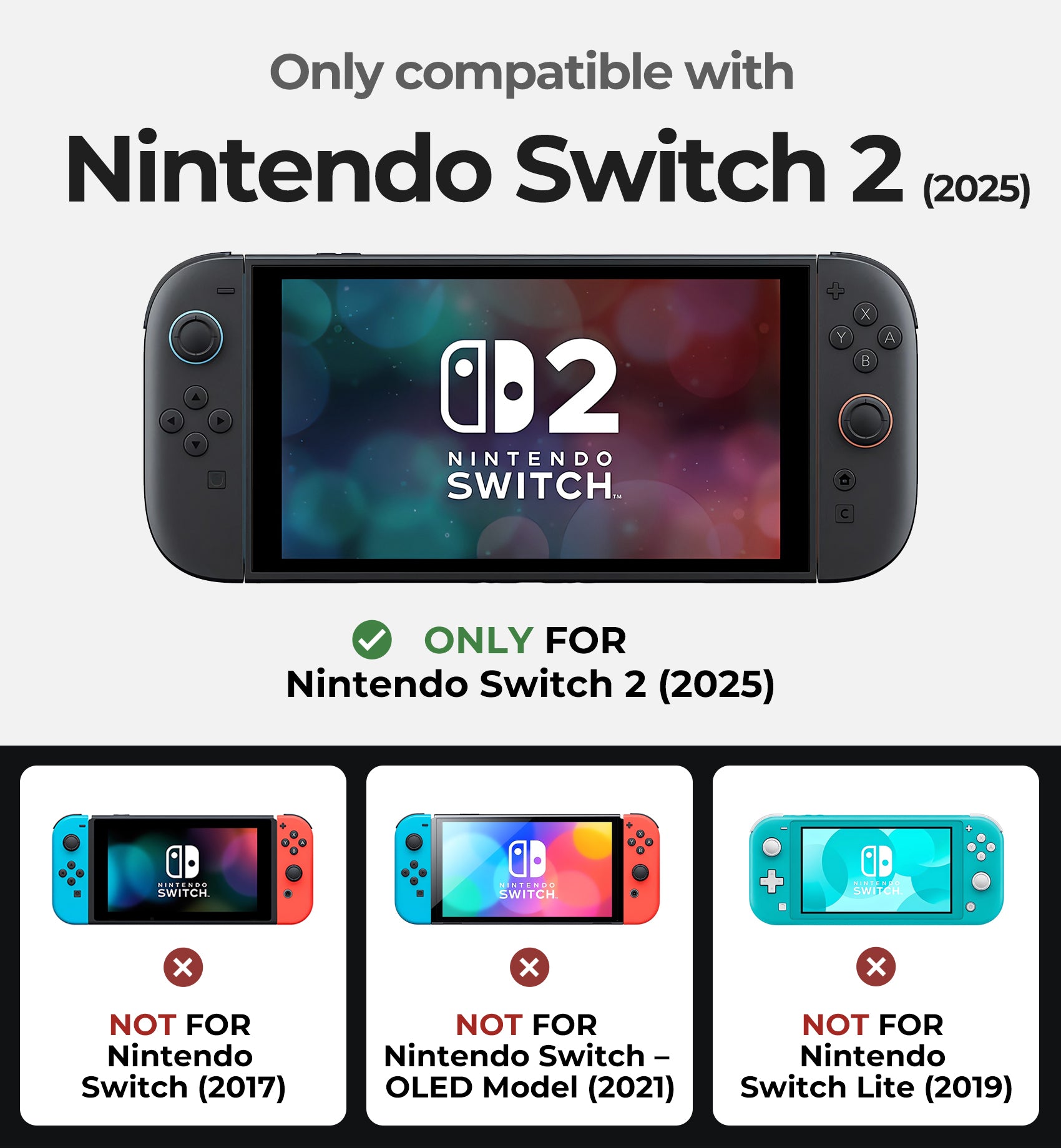 Dexnor Case for Nintendo Switch 2nd Gen 2025 Ultra-light Shockproof Dockable Cover with Non-slip Ergonomic Grip Supports Stand Use