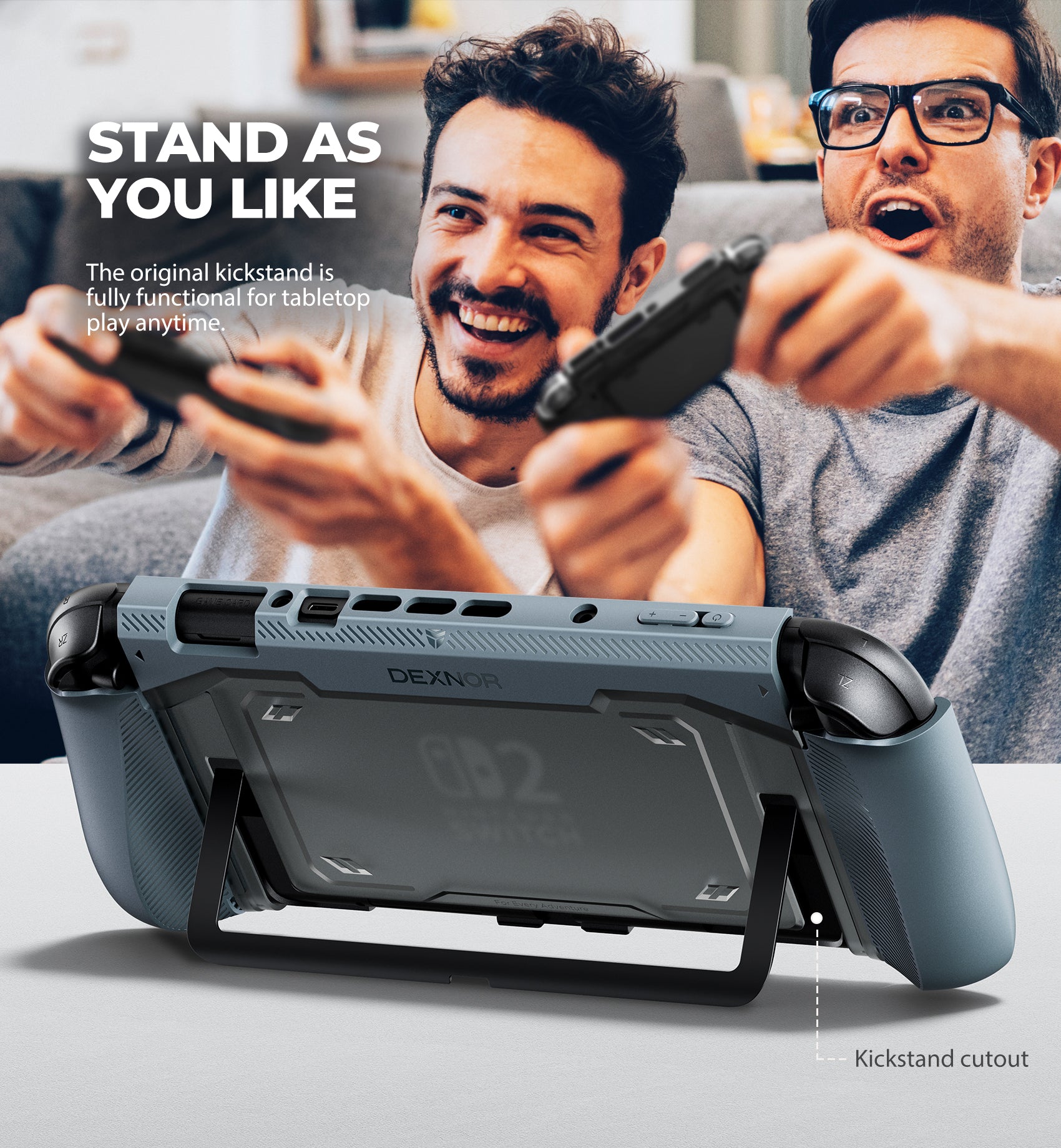 Dexnor Case for Nintendo Switch 2nd Gen 2025 Ultra-light Shockproof Dockable Cover with Non-slip Ergonomic Grip Supports Stand Use