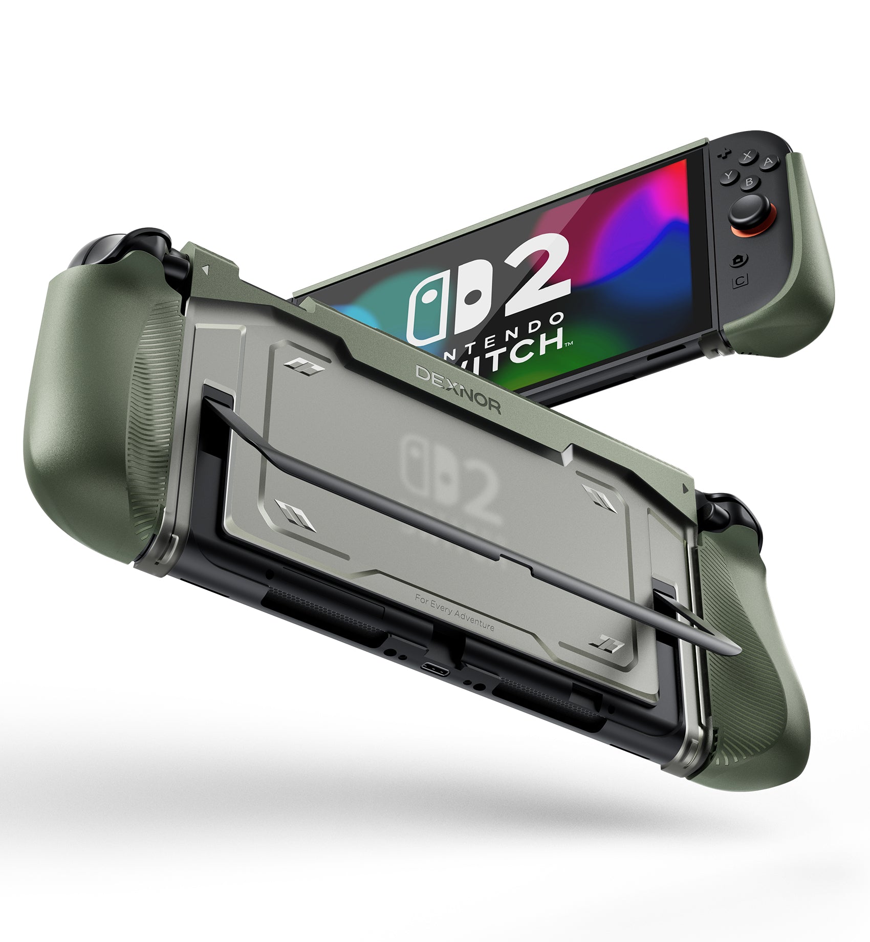 Dexnor Case for Nintendo Switch 2nd Gen 2025 Ultra-light Shockproof Dockable Cover with Non-slip Ergonomic Grip Supports Stand Use