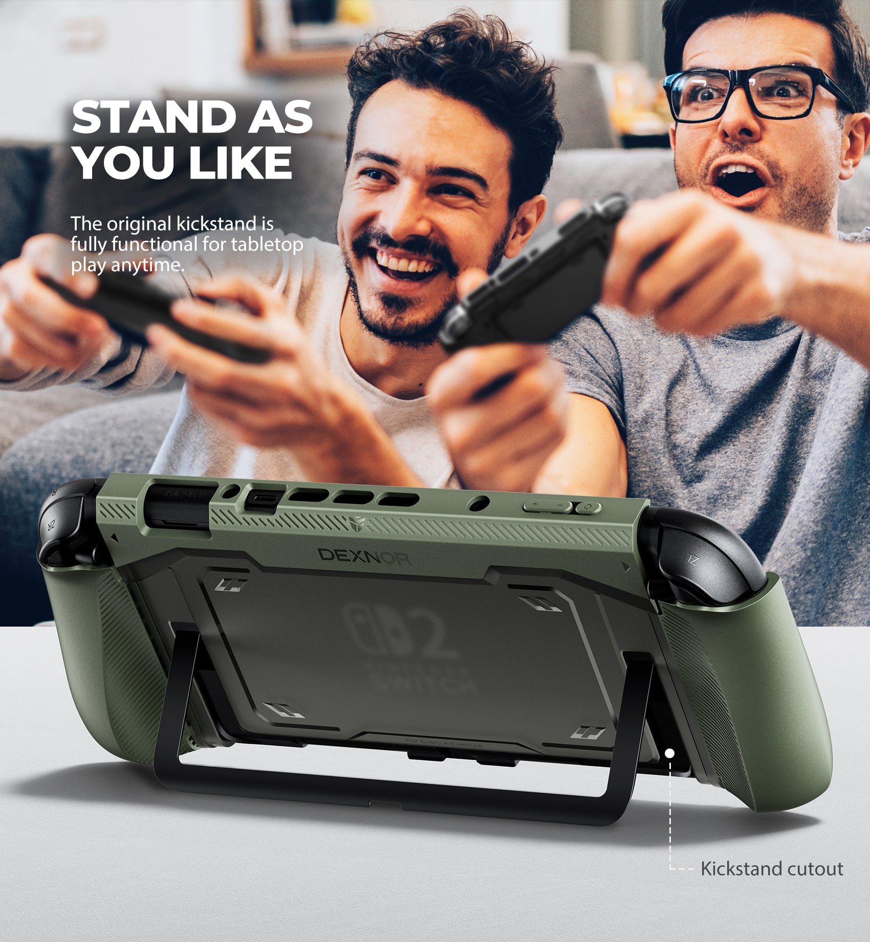 Dexnor Case for Nintendo Switch 2nd Gen 2025 Ultra-light Shockproof Dockable Cover with Non-slip Ergonomic Grip Supports Stand Use