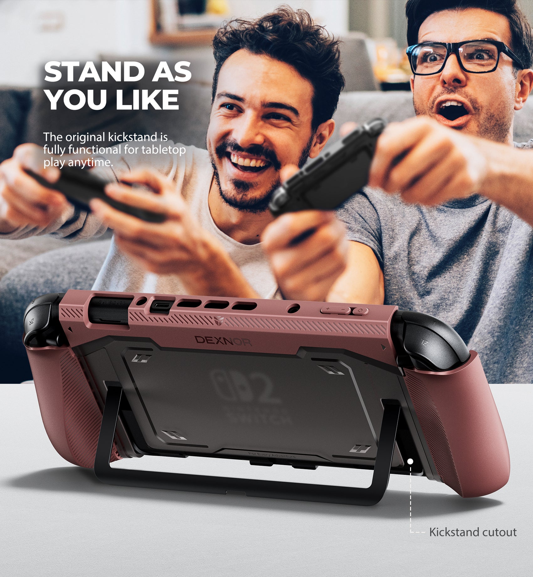 Dexnor Case for Nintendo Switch 2nd Gen 2025 Ultra-light Shockproof Dockable Cover with Non-slip Ergonomic Grip Supports Stand Use