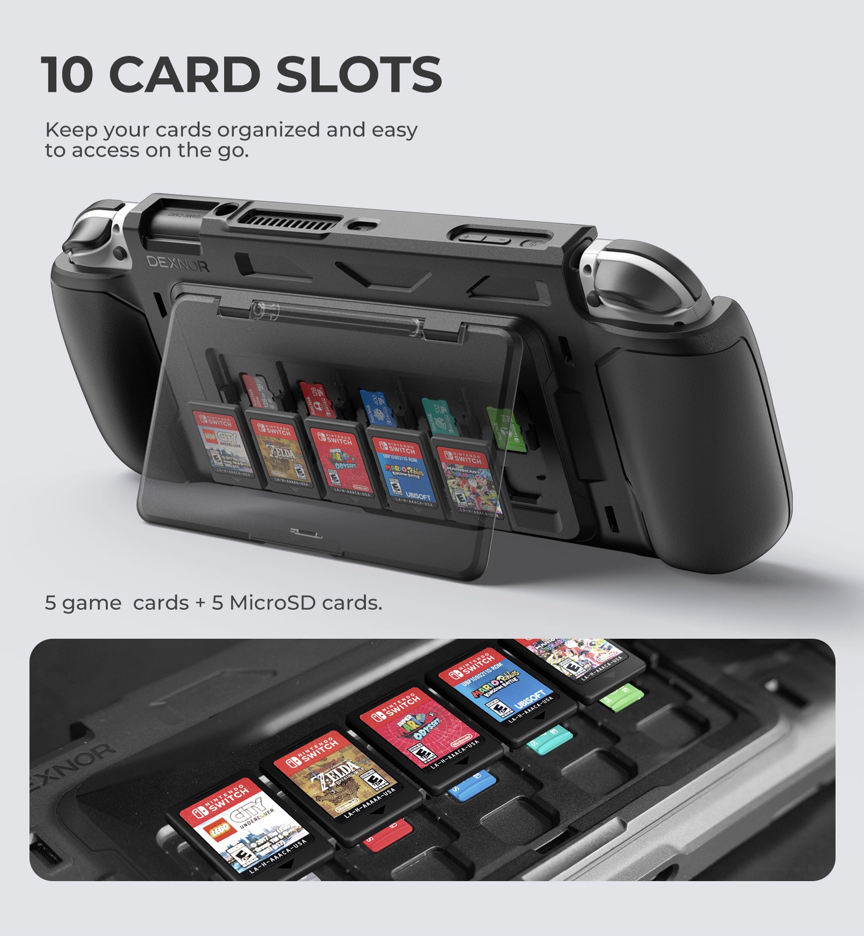 Dexnor Case for Nintendo Switch OLED Model 2021 Shockproof Rugged Protective with Adjustable Kickstand MicroSD Game Card Storage Slots for Nintendo Switch OLED Joy-Con Controller