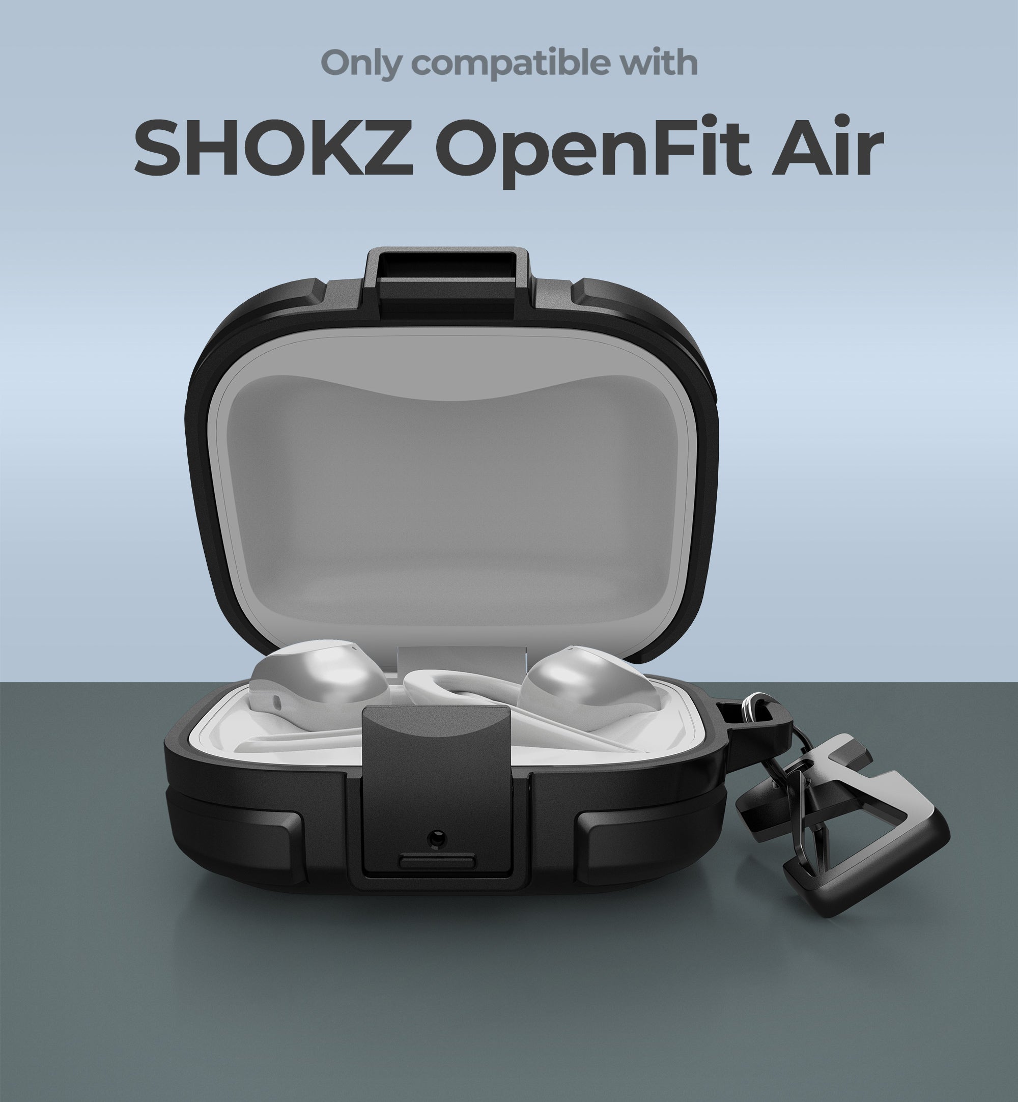 Dexnor Case for SHOKZ OpenFit Air with Drop-Proof Lock hockproof Rugged Bumper Cases Protective Cover with Carabiner Keyring leaner Kit