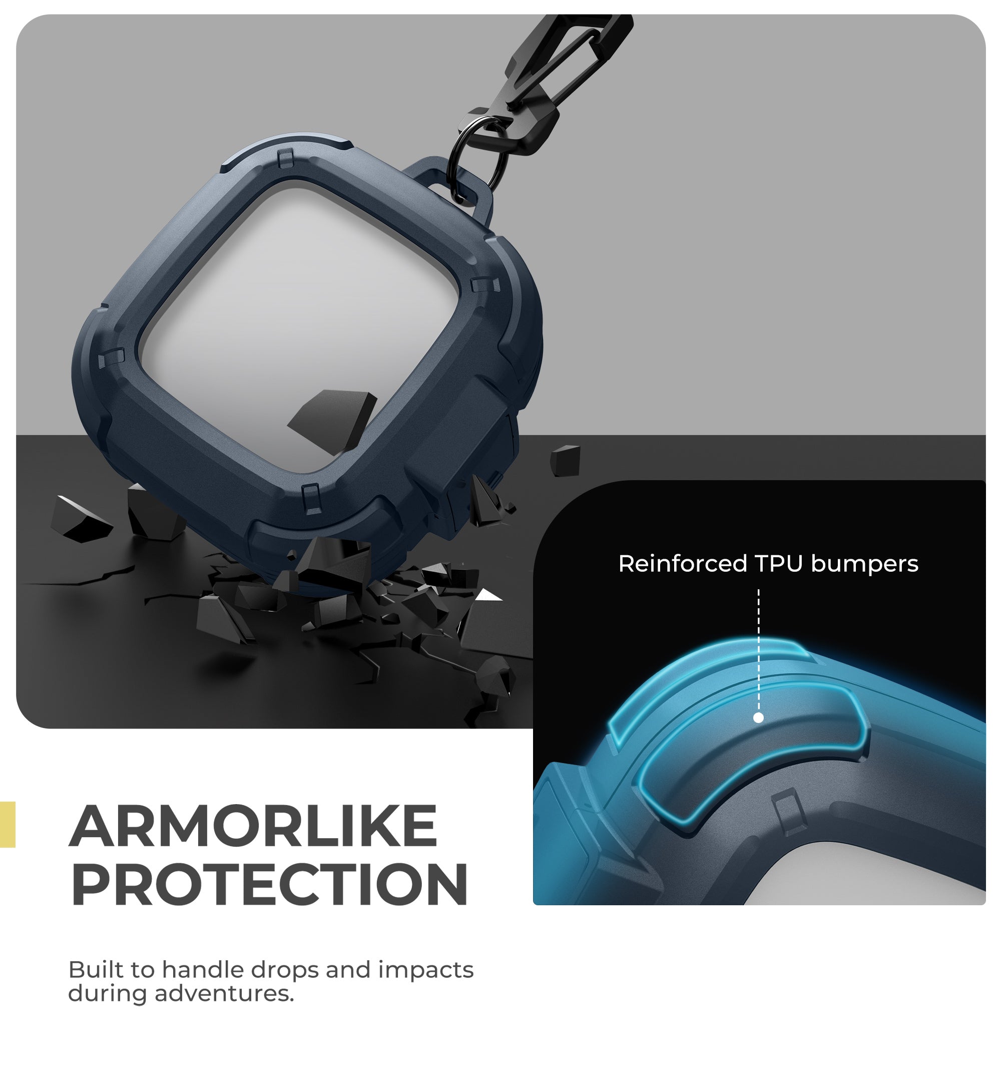 Dexnor Case for SHOKZ OpenFit Air with Drop-Proof Lock hockproof Rugged Bumper Cases Protective Cover with Carabiner Keyring leaner Kit