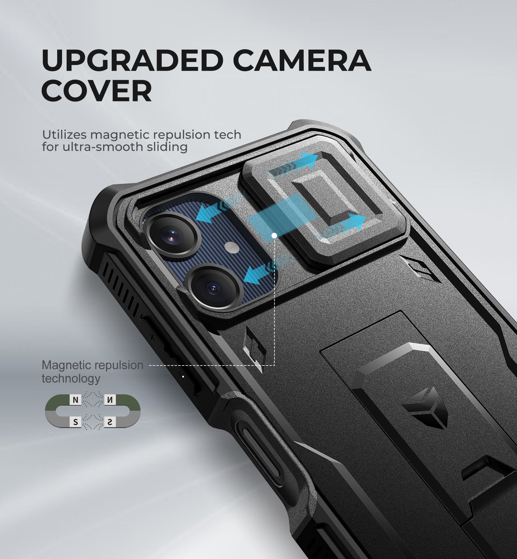 Dexnor Case for Samsung Galaxy A06 2 Front Frame Built-in Magnetic Slide Camera Cover Kickstand Heavy Duty Protection Shockproof with Screen Protector