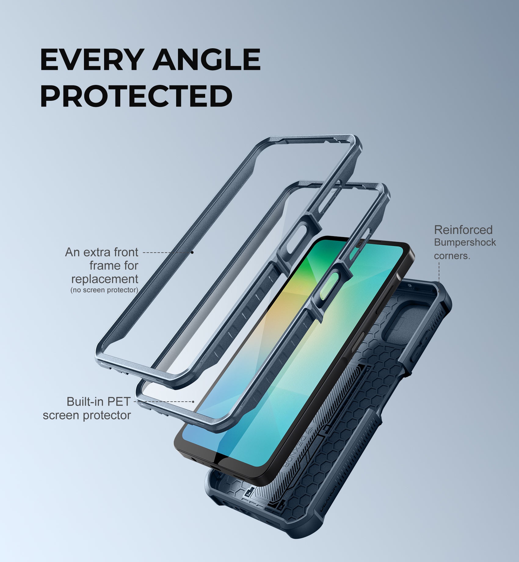 Dexnor Case for Samsung Galaxy A06 2 Front Frame Built-in Magnetic Slide Camera Cover Kickstand Heavy Duty Protection Shockproof with Screen Protector