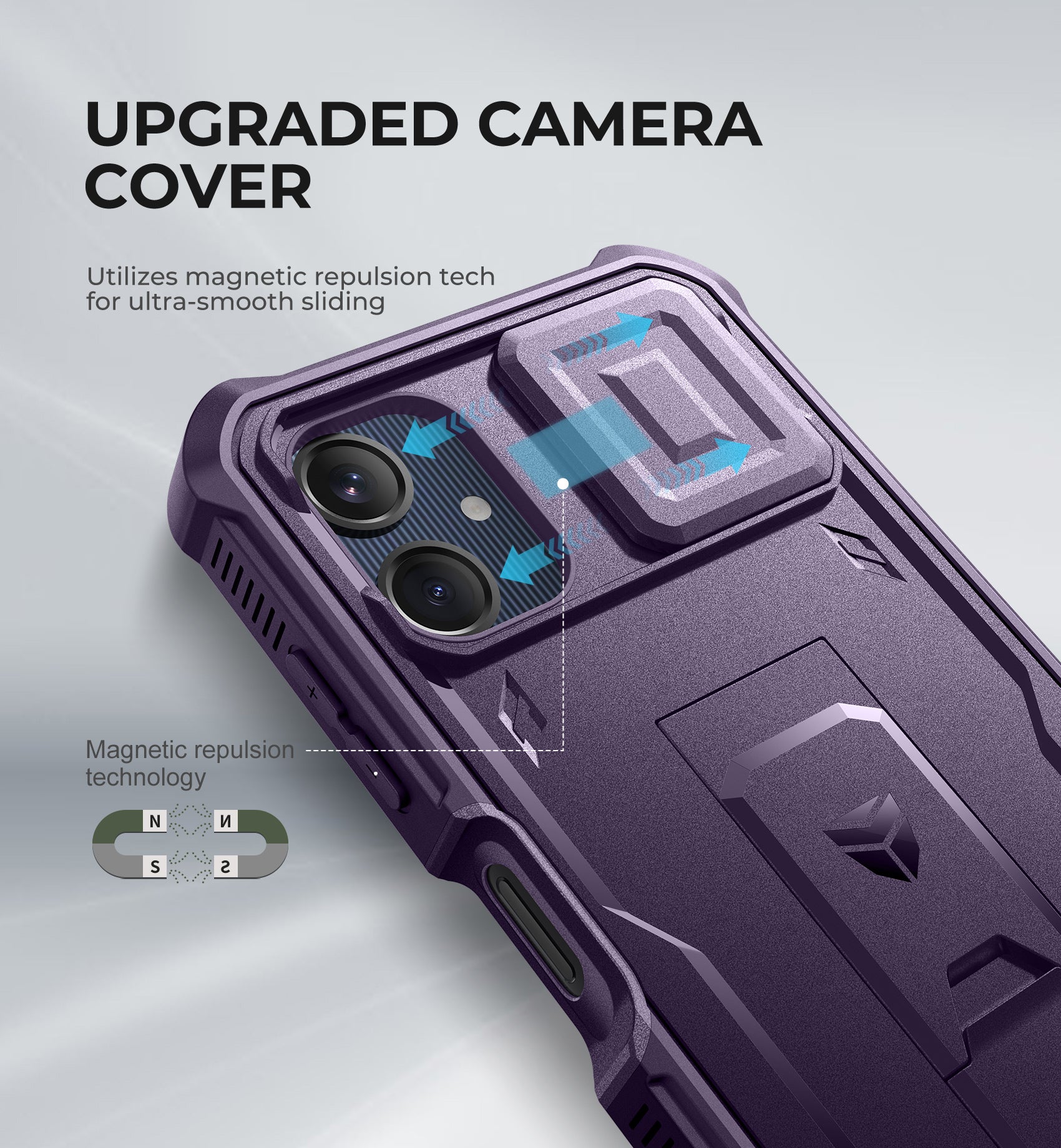 Dexnor Case for Samsung Galaxy A06 2 Front Frame Built-in Magnetic Slide Camera Cover Kickstand Heavy Duty Protection Shockproof with Screen Protector