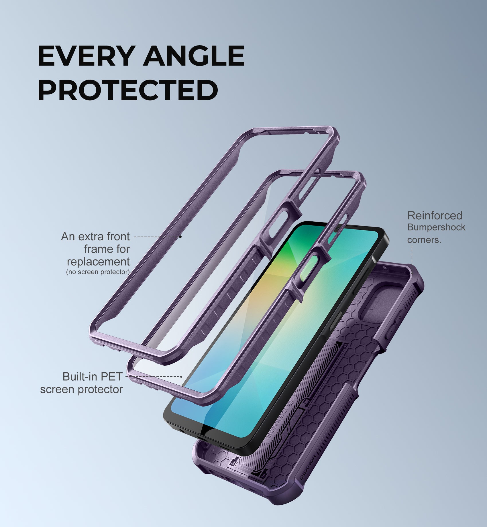 Dexnor Case for Samsung Galaxy A06 2 Front Frame Built-in Magnetic Slide Camera Cover Kickstand Heavy Duty Protection Shockproof with Screen Protector