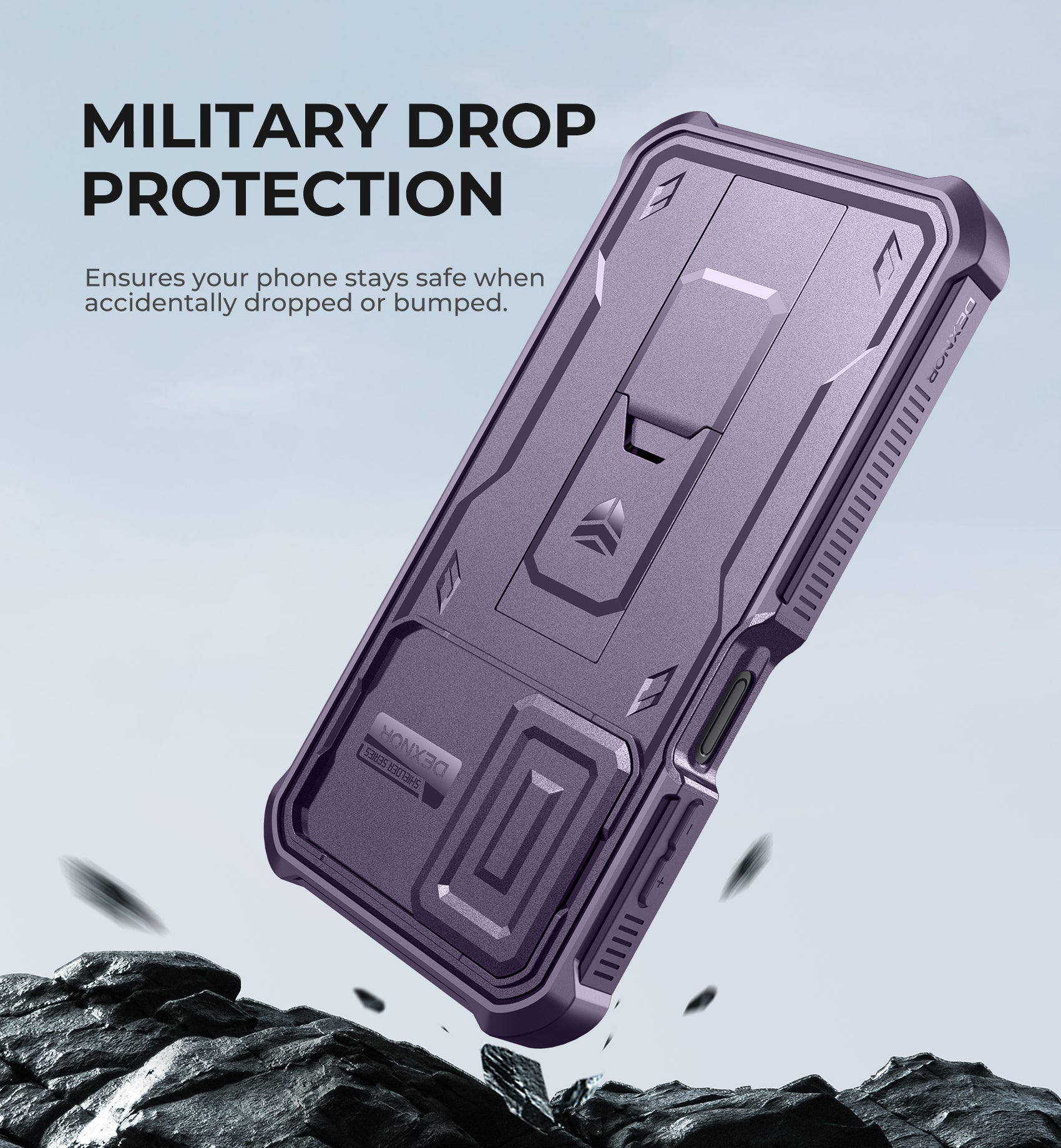 Dexnor Case for Samsung Galaxy A15 5G With Screen Protector Full Body Bumper Kickstand Heavy-duty Shockproof Rugged Cover.