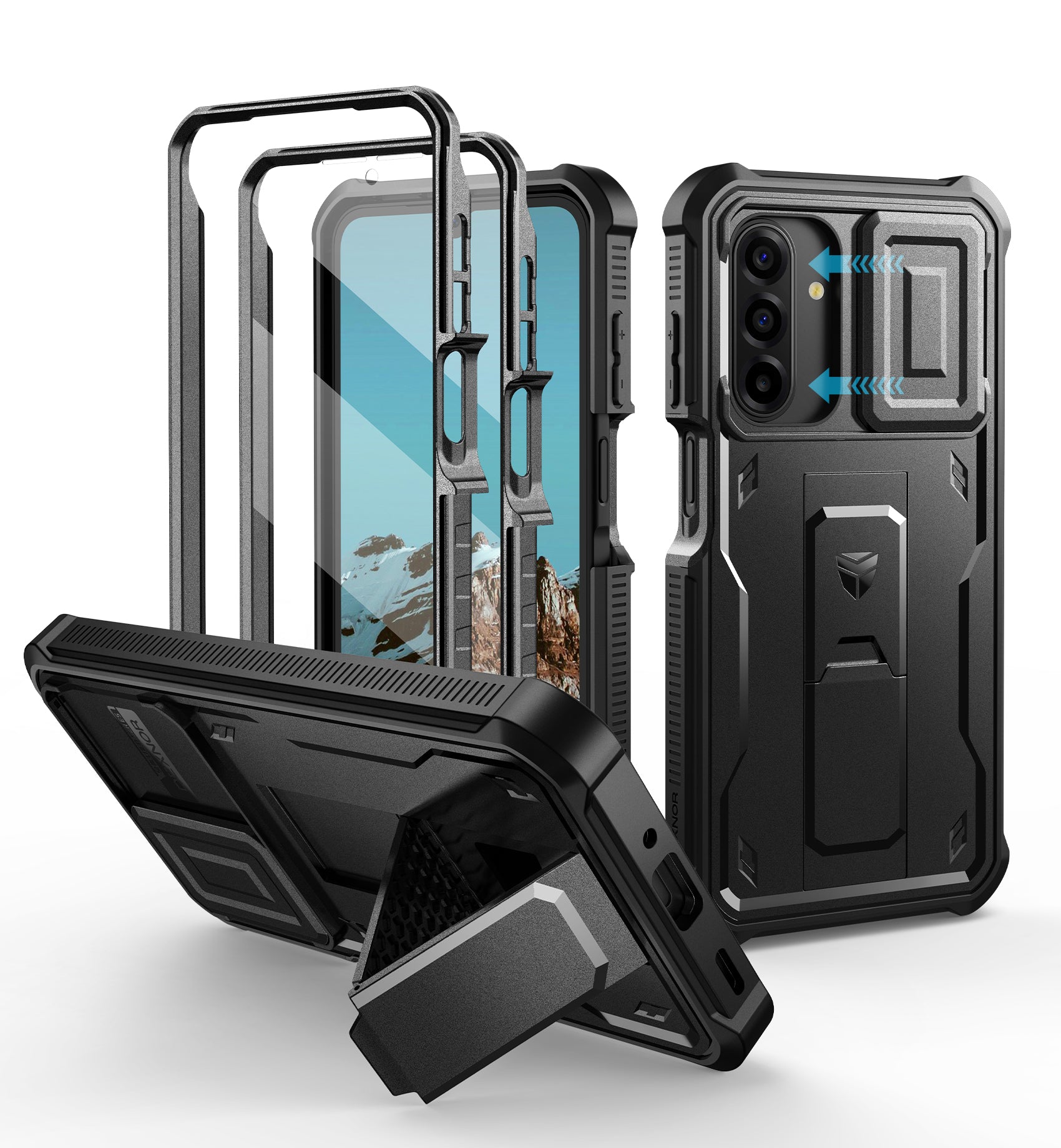 Dexnor Case for Samsung Galaxy A17 5G 2 Front Frame Bulit-in Magnetic Slide Camera Cover Kickstand Heavy Duty Protection Shockproof Samsung with Screen Protector 6.7 Inch