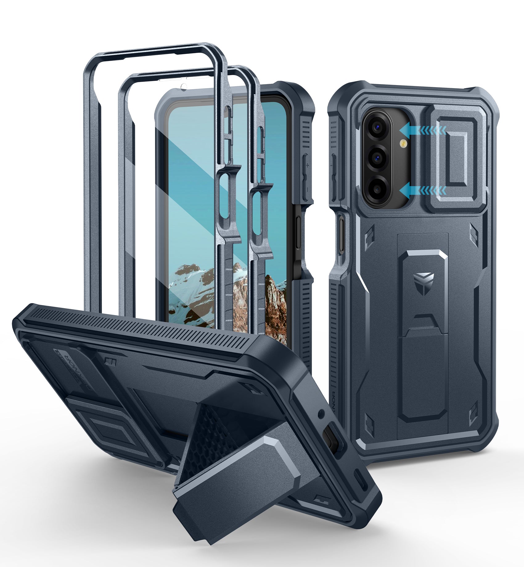 Dexnor Case for Samsung Galaxy A17 5G 2 Front Frame Bulit-in Magnetic Slide Camera Cover Kickstand Heavy Duty Protection Shockproof Samsung with Screen Protector 6.7 Inch