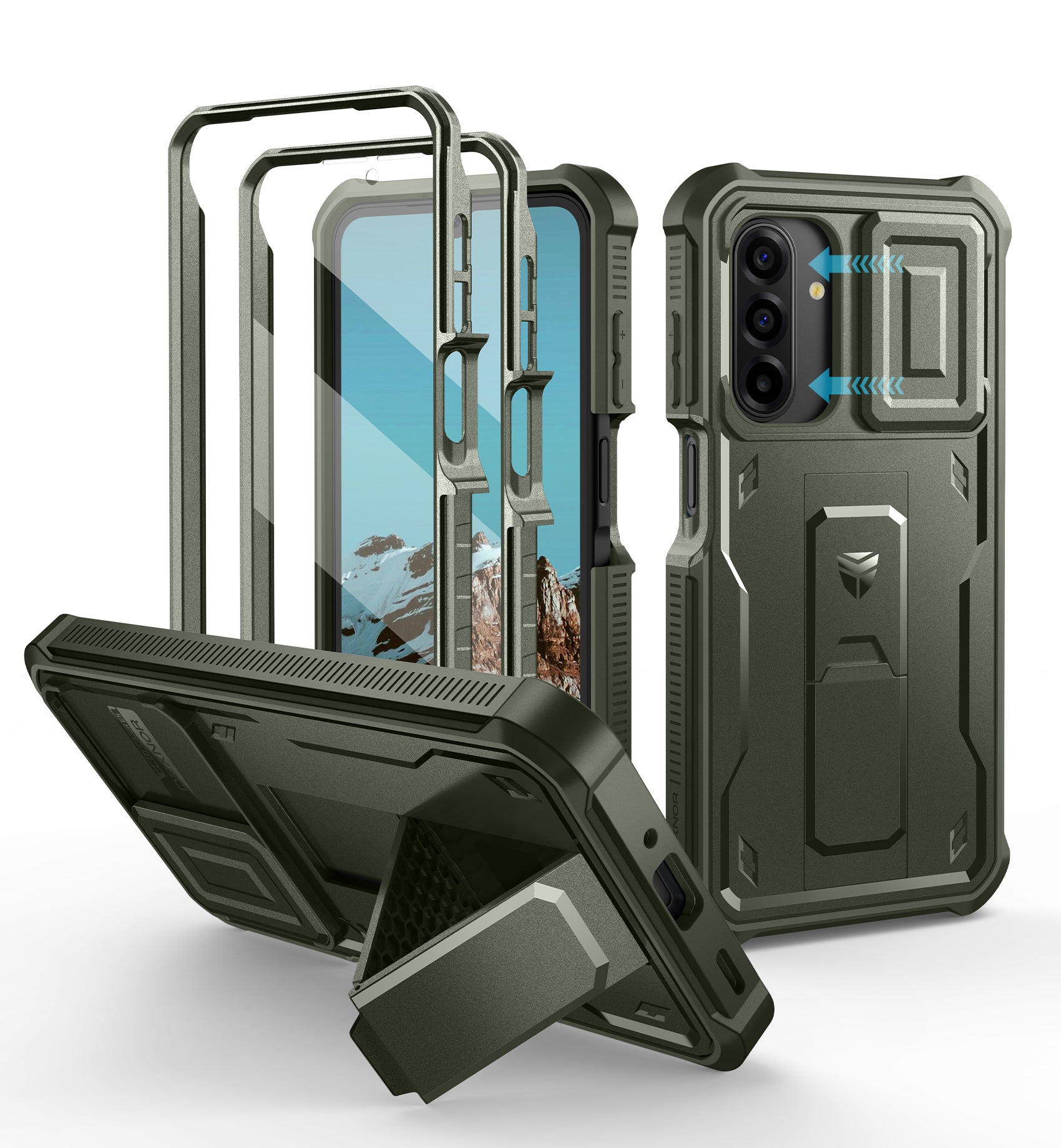 Dexnor Case for Samsung Galaxy A17 5G 2 Front Frame Bulit-in Magnetic Slide Camera Cover Kickstand Heavy Duty Protection Shockproof Samsung with Screen Protector 6.7 Inch