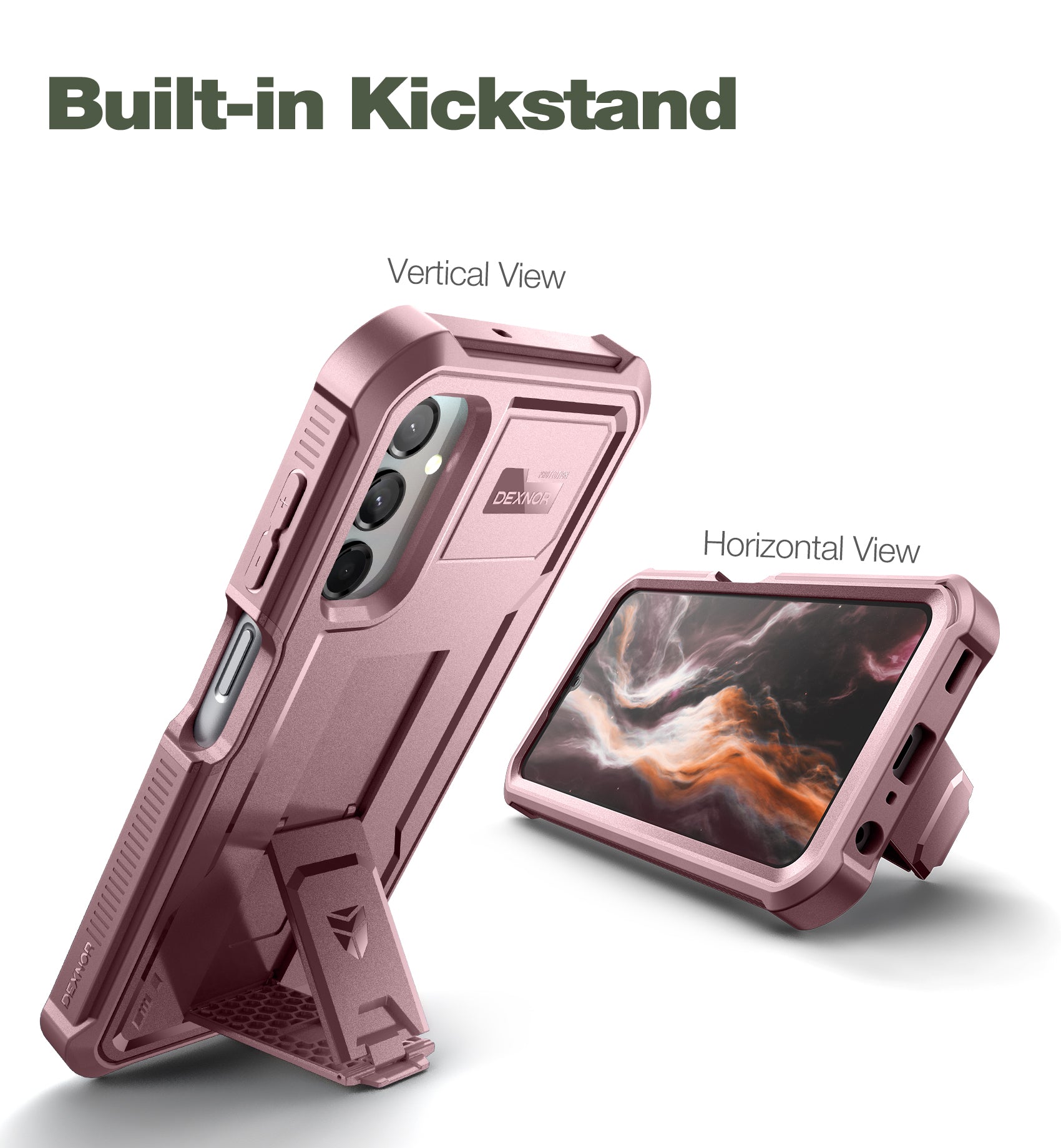 Dexnor Case for Samsung Galaxy A25 5G/A24 With Screen Protector Full Body Bumper Kickstand Heavy-duty Shockproof Rugged Cover.