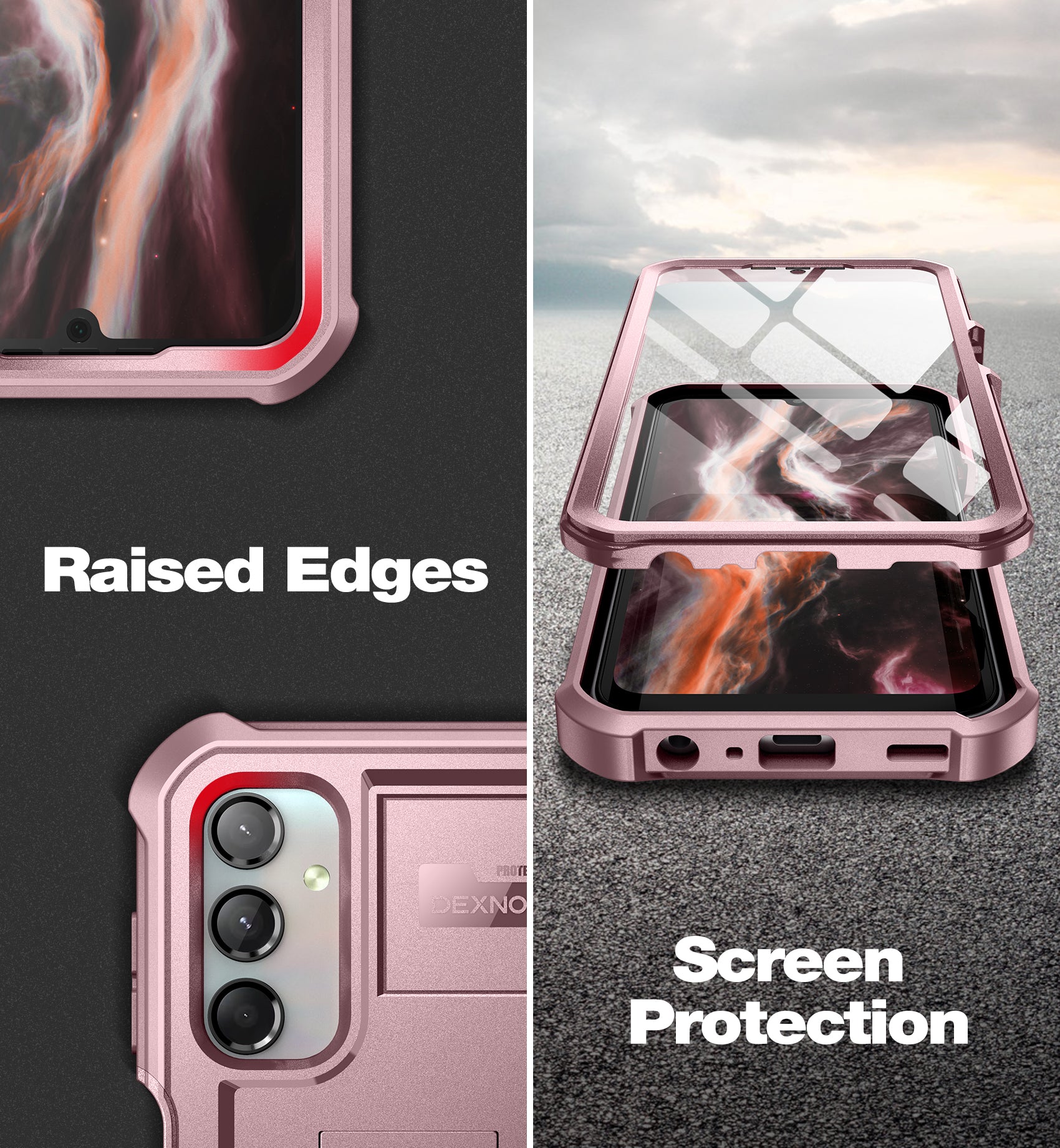 Dexnor Case for Samsung Galaxy A25 5G/A24 With Screen Protector Full Body Bumper Kickstand Heavy-duty Shockproof Rugged Cover.