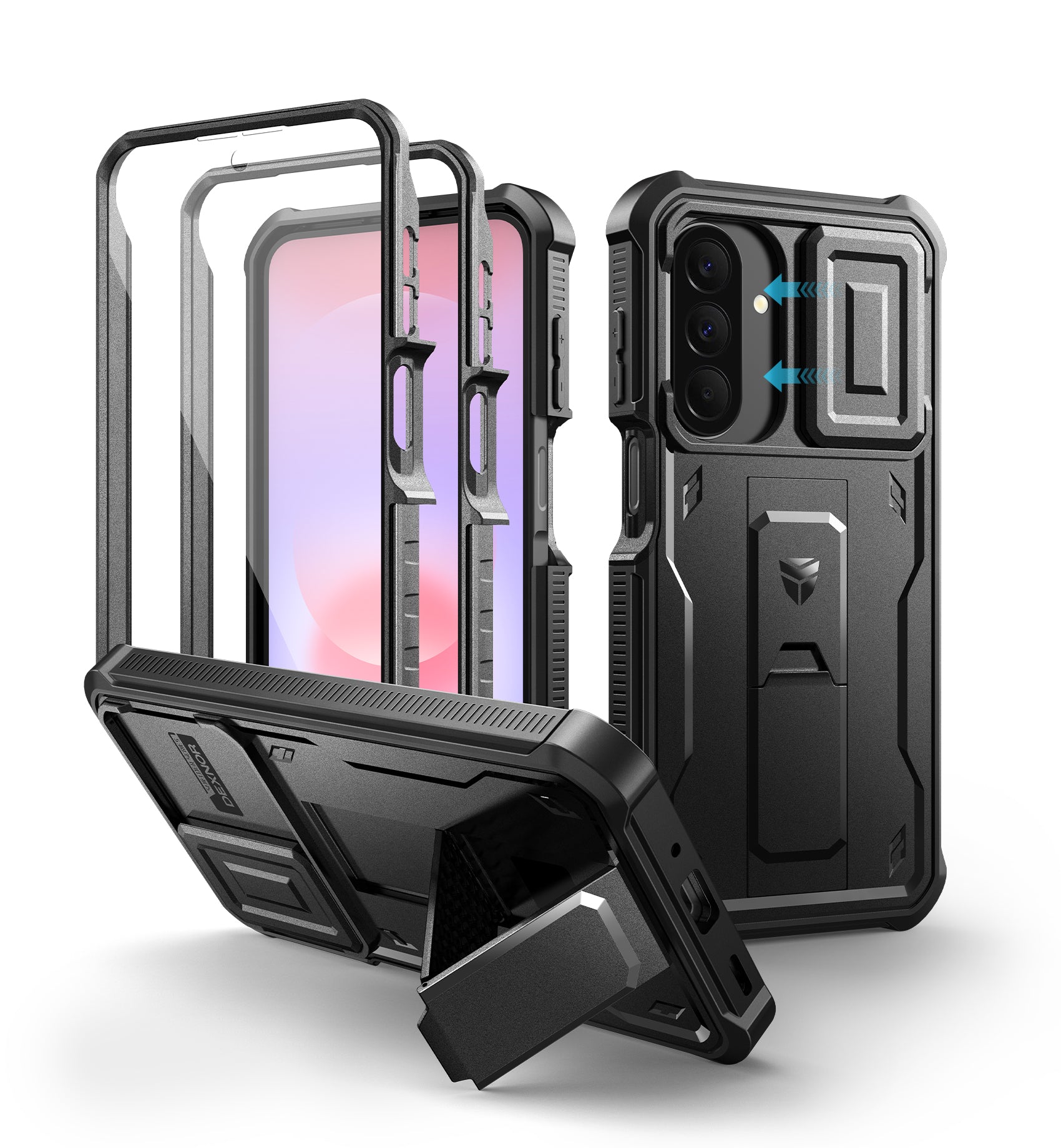 Dexnor Case for Samsung Galaxy A27 5G 2 Front Frame Built-in Magnetic Slide Camera Cover Kickstand Heavy Duty Protection Shockproof Cover with Screen Protector 6.7 inch