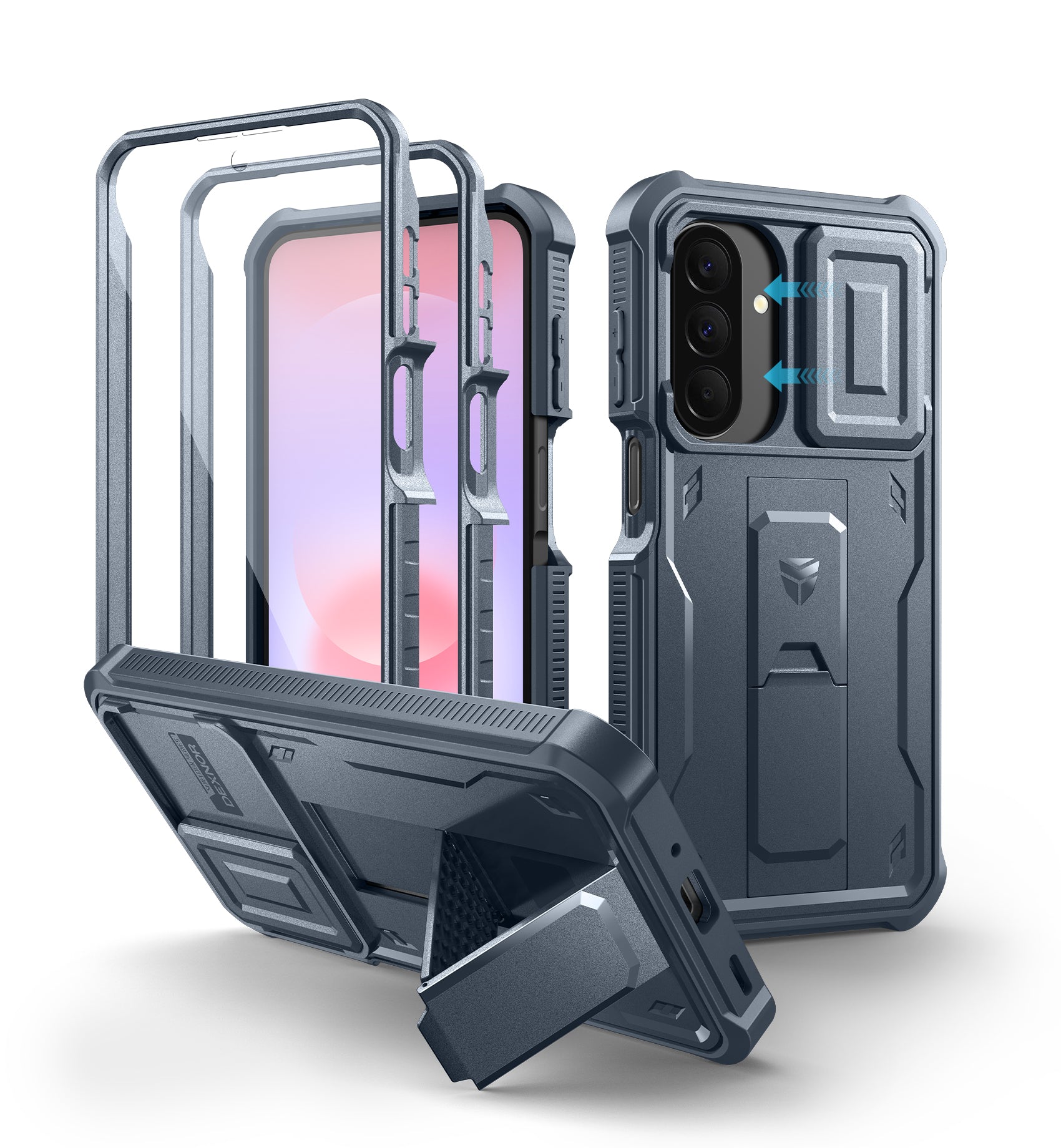 Dexnor Case for Samsung Galaxy A27 5G 2 Front Frame Built-in Magnetic Slide Camera Cover Kickstand Heavy Duty Protection Shockproof Cover with Screen Protector 6.7 inch