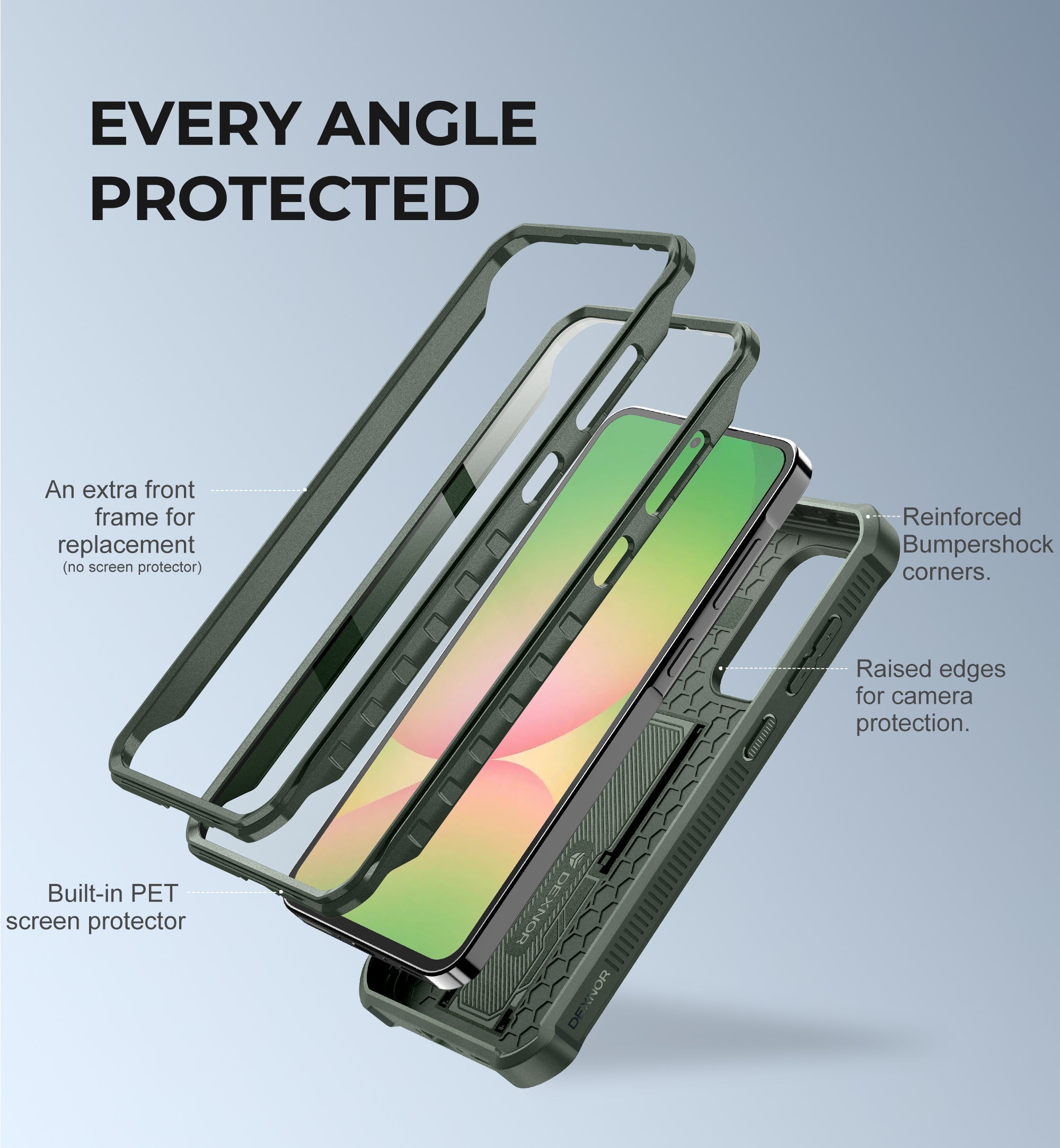 Dexnor Full Body Case for Samsung Galaxy A56 5G With Screen Protector And Slide Camera Bumper Kickstand Heavy-duty Shockproof Cover