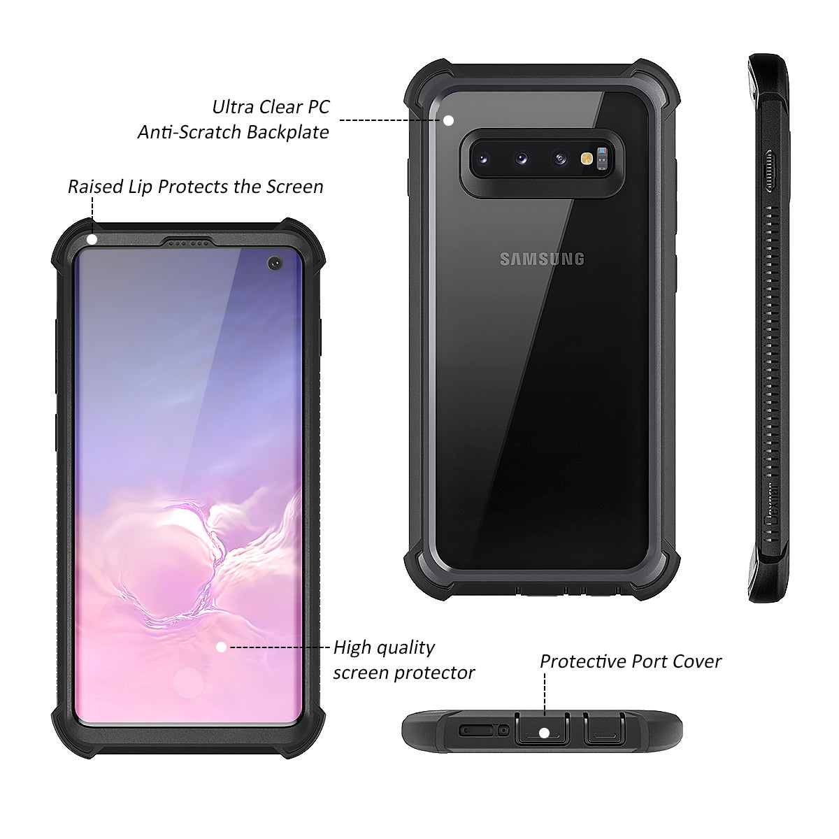 Dexnor Case for Samsung Galaxy S10 6.1 Inch Heavy Duty Protection Hard Back Defender Protector Protective Shockproof Bumper Cover