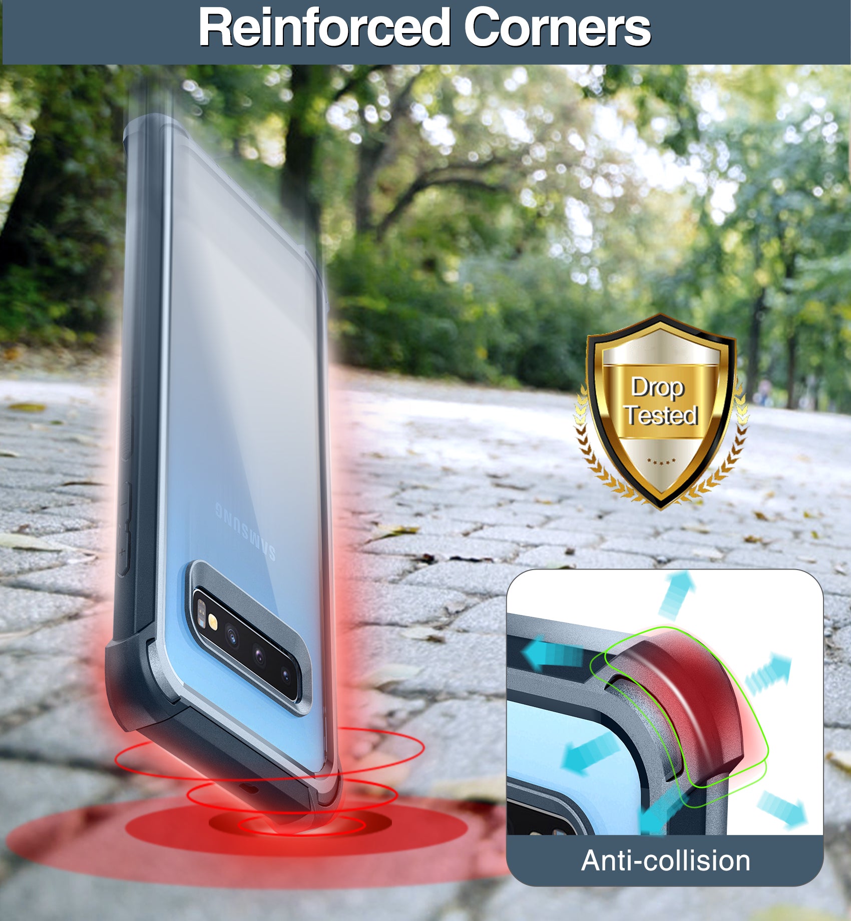 Dexnor Case for Samsung Galaxy S10 Plus with Screen Protector Clear Rugged Full Body Protective Shockproof Hard Back Defender Dual Layer Heavy Duty Bumper Cover