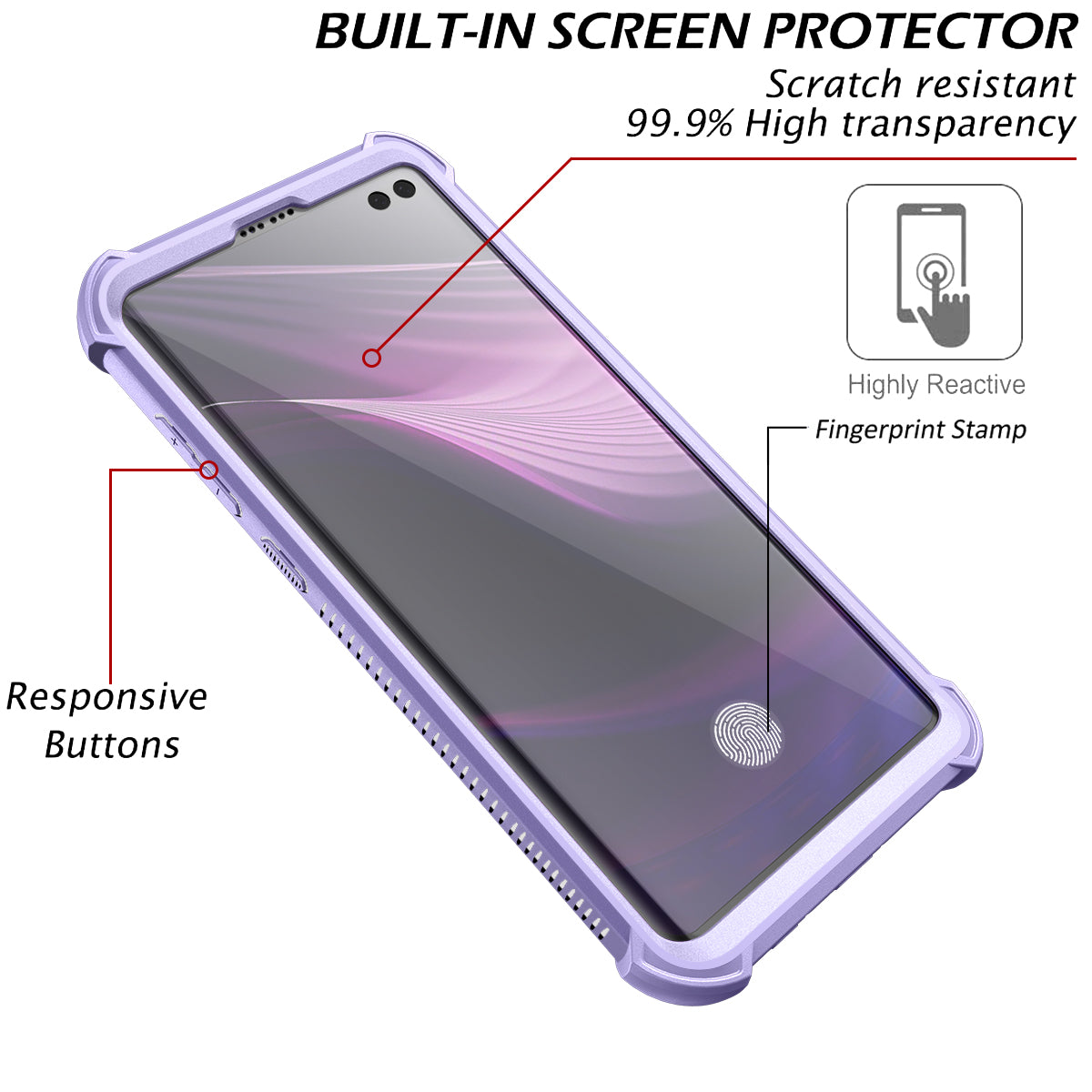 Dexnor Case for Samsung Galaxy S10 Plus with Screen Protector Clear Rugged Full Body Protective Shockproof Hard Back Defender Dual Layer Heavy Duty Bumper Cover