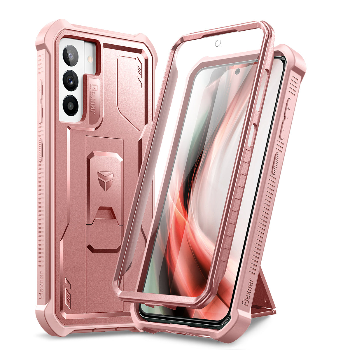 Dexnor Case for Samsung Galaxy S21 FE With Single Screen Protector Full Body Bumper Kickstand Heavy-duty Shockproof Rugged Cover.