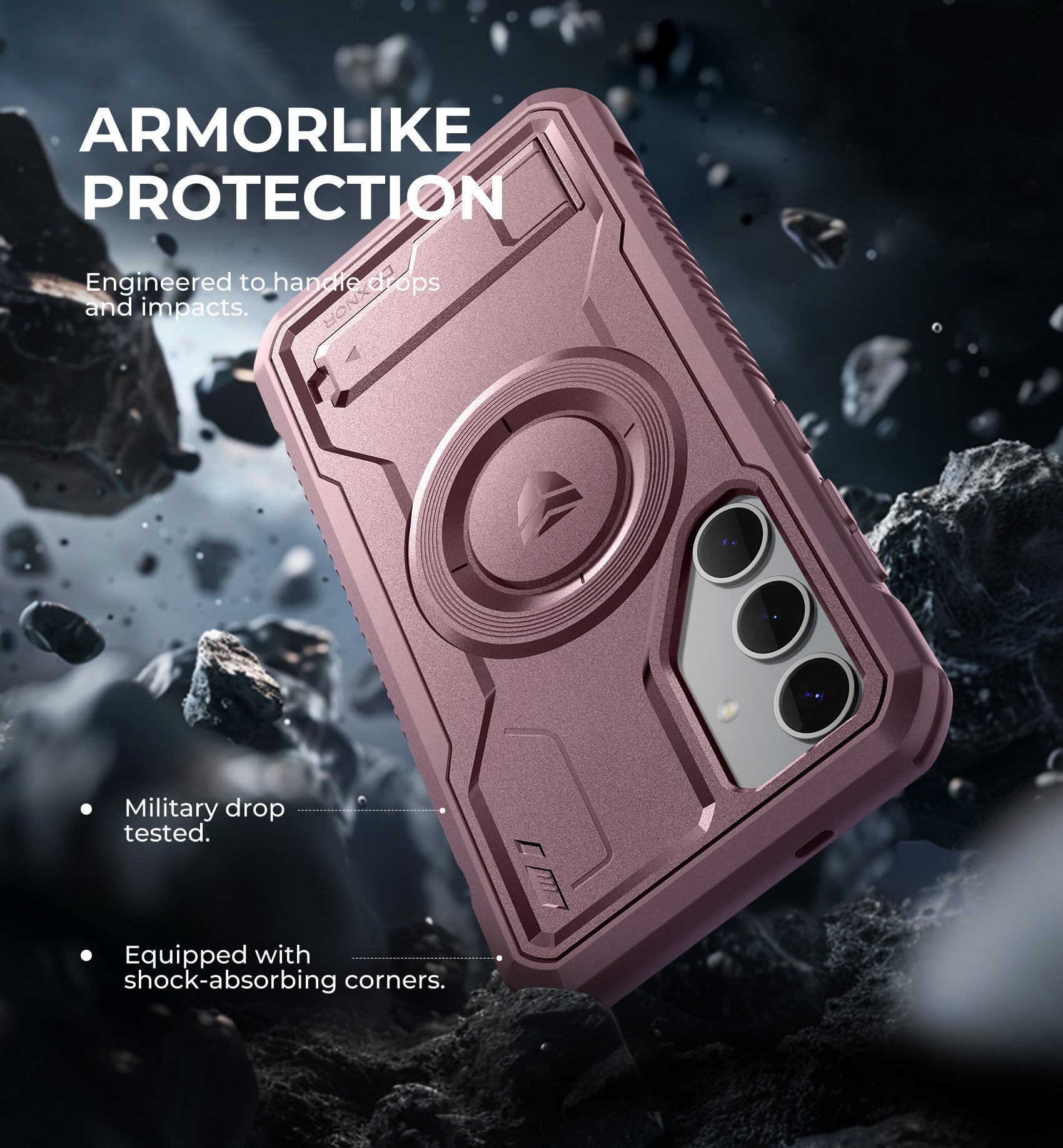 Dexnor Case for Samsung Galaxy S24 Plus with Kickstand 2 Front Frames Built-in Screen Protector Compatible with Magsafe Magnetic Bumper Rugged Shockproof Full-Body Protective Cover