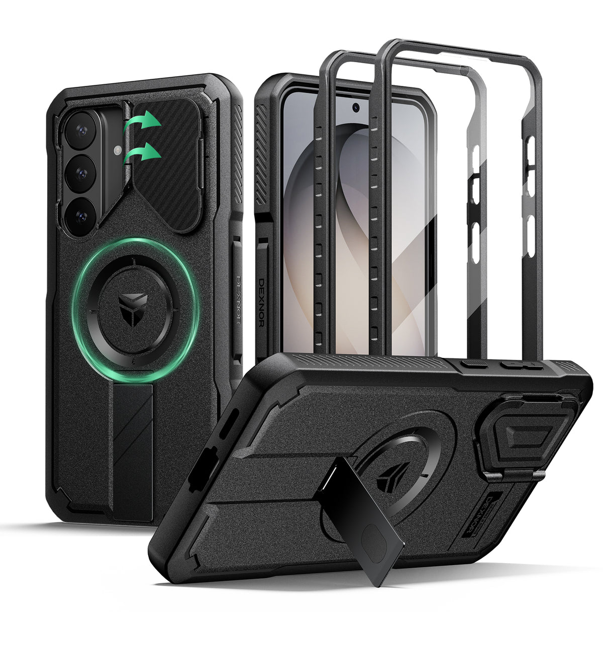 Dexnor Case for Samsung Galaxy S26 FE with Stand Camera Cover Screen Protector 2 Front Frames Compatible with MagSafe Rugged Shockproof Bumper Magnetic Protective Cover 2026