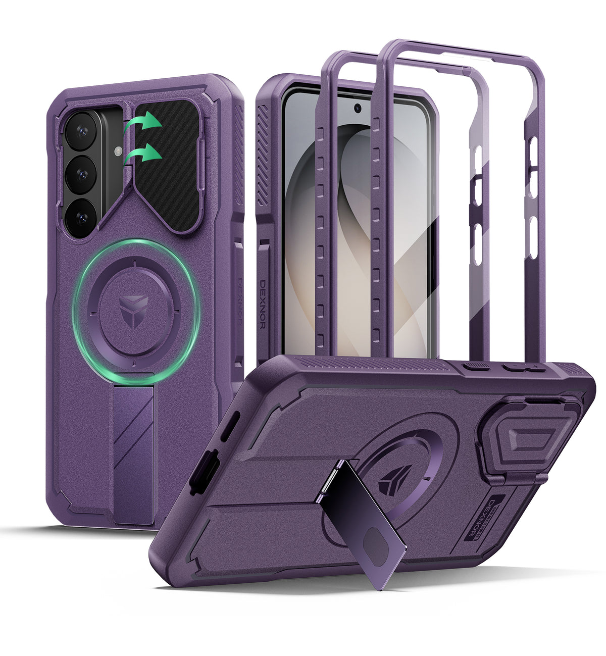 Dexnor Case for Samsung Galaxy S26 FE with Stand Camera Cover Screen Protector 2 Front Frames Compatible with MagSafe Rugged Shockproof Bumper Magnetic Protective Cover 2026