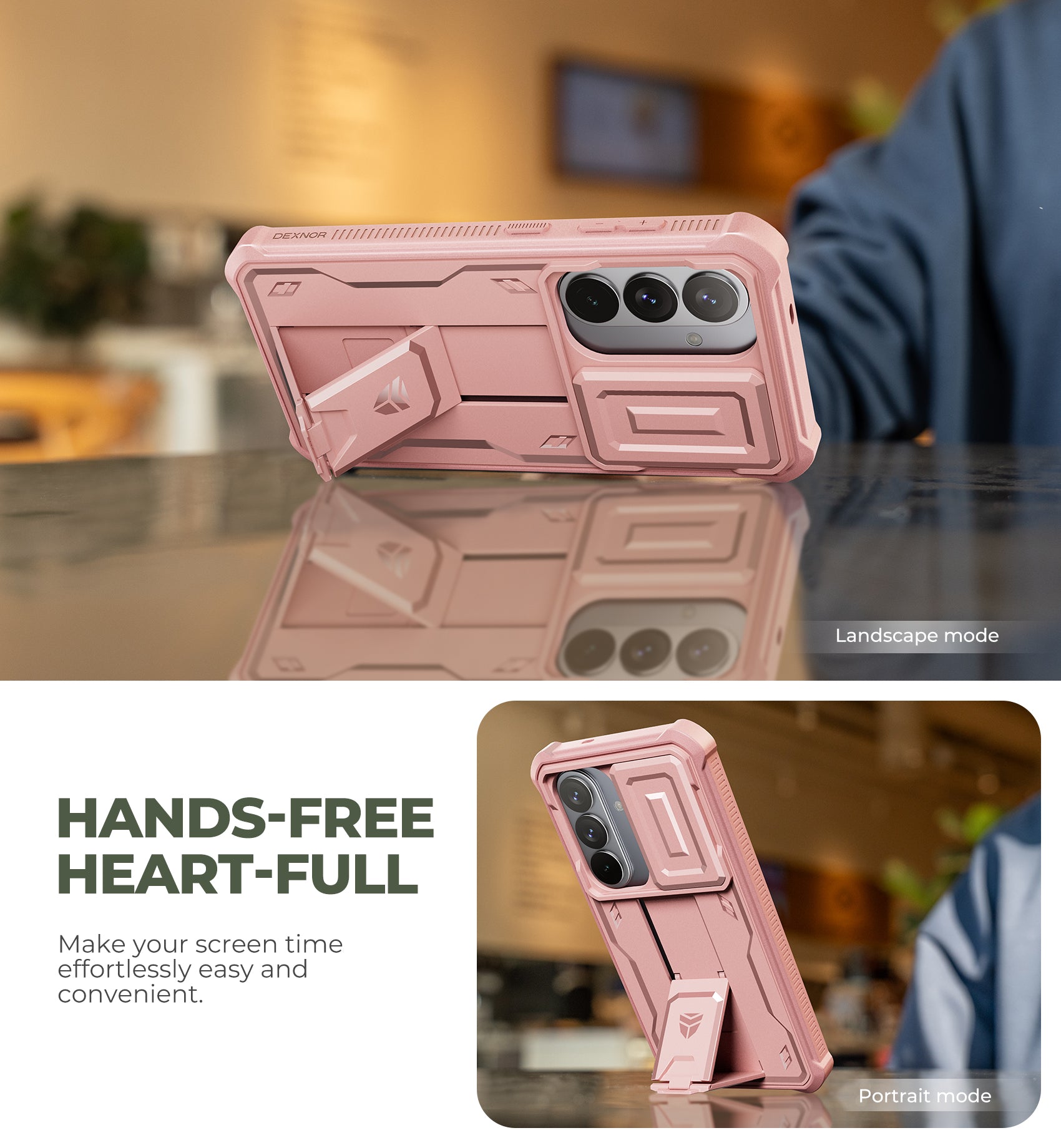 Dexnor Case for Samsung Galaxy S26 with Upgraded Slide Camera Cover 2 Front Frames Built-in Screen Protector Kickstand Heavy-Duty Rugged Case Full-Body Protective Cover 2026