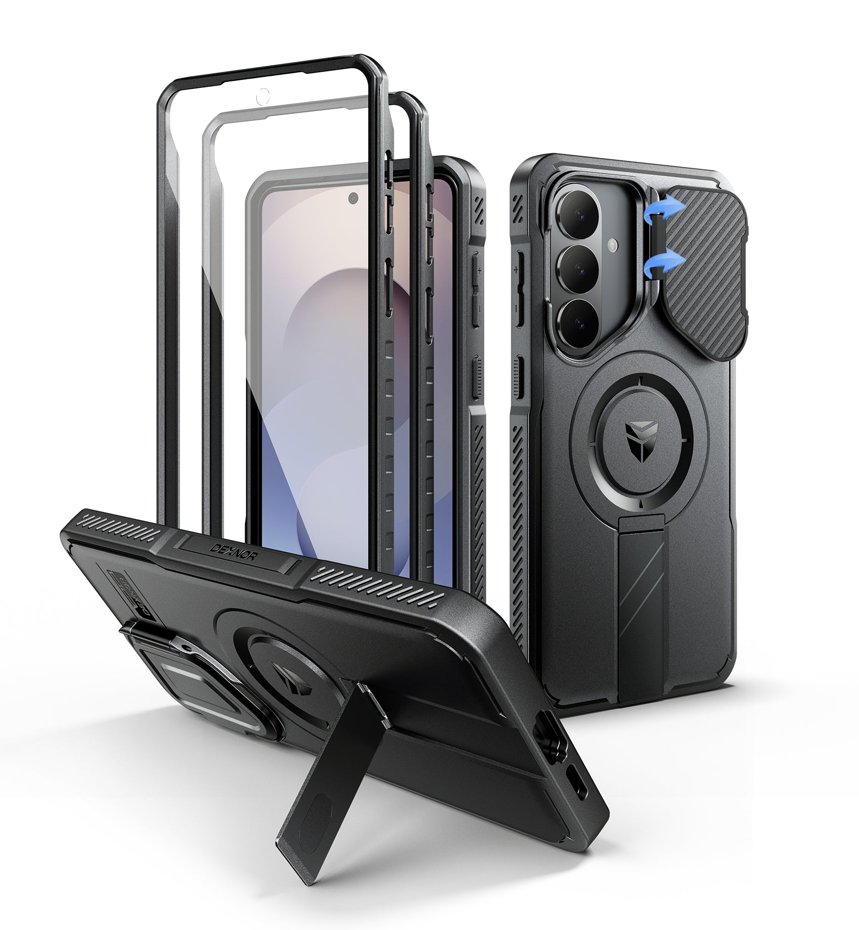 Dexnor Case for Samsung Galaxy S26 Plus with Camera Cover Adjustable Kickstand Screen Protector Compatible with MagSafe Rugged Shockproof Bumper Magnetic Protective Cover 2026
