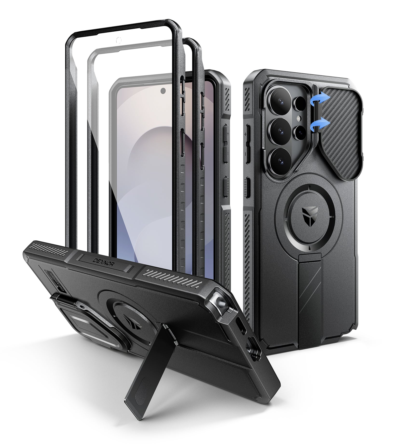 Dexnor Case for Samsung Galaxy S26 Ultra 2026 with Camera Cover Adjustable Kickstand Screen Protector Compatible with MagSafe