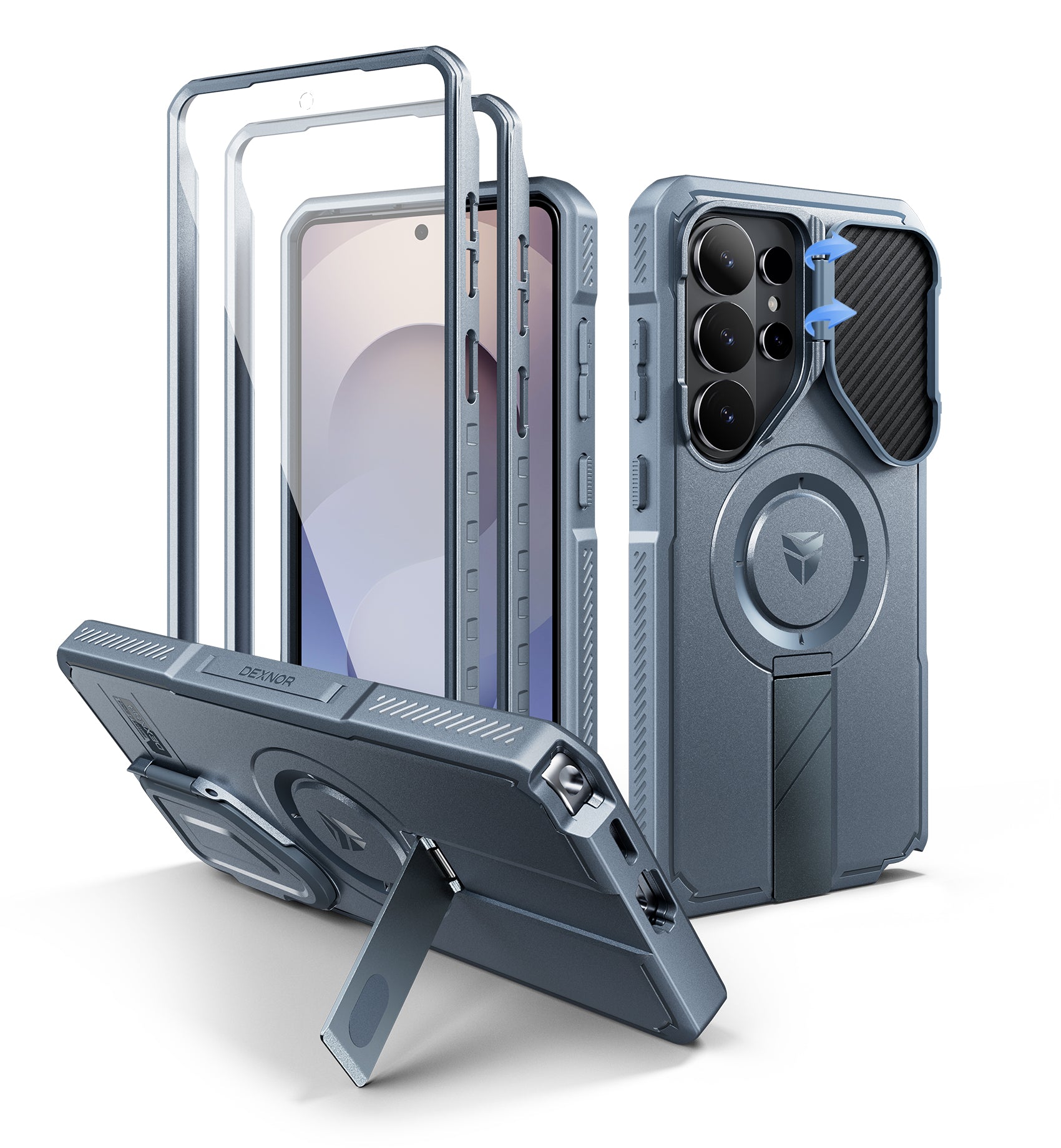 Dexnor Case for Samsung Galaxy S26 Ultra 2026 with Camera Cover Adjustable Kickstand Screen Protector Compatible with MagSafe