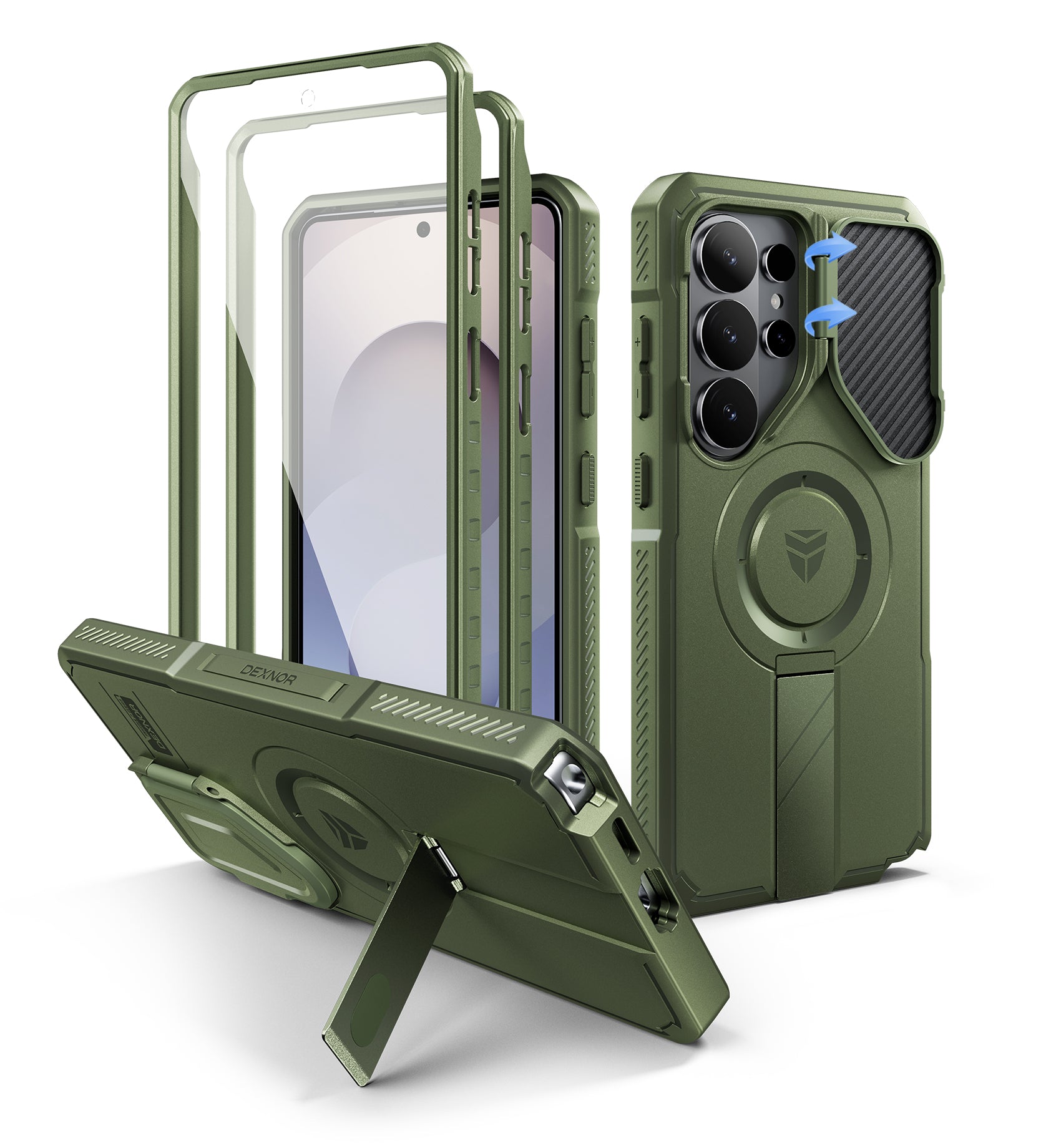 Dexnor Case for Samsung Galaxy S26 Ultra 2026 with Camera Cover Adjustable Kickstand Screen Protector Compatible with MagSafe