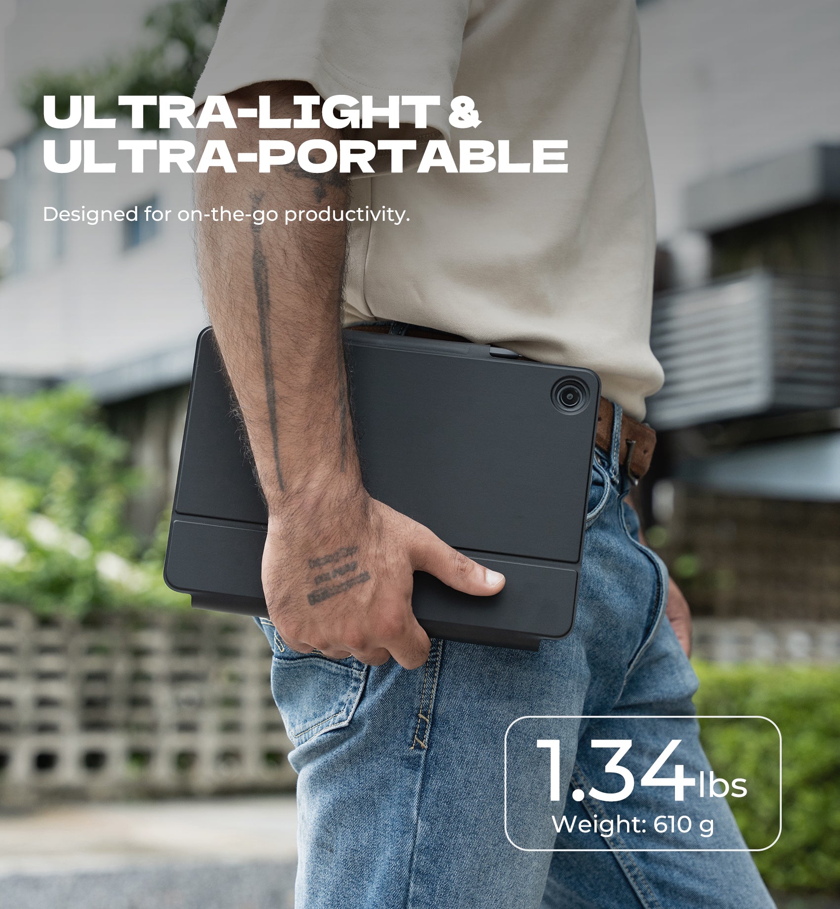 Dexnor Case for Samsung Galaxy Tab A9+ Plus 2023 with Keyboard Ultra-Light Magnetic Folio Keyboard Cover Multi-Touch Trackpad Backlit Stylus Holder