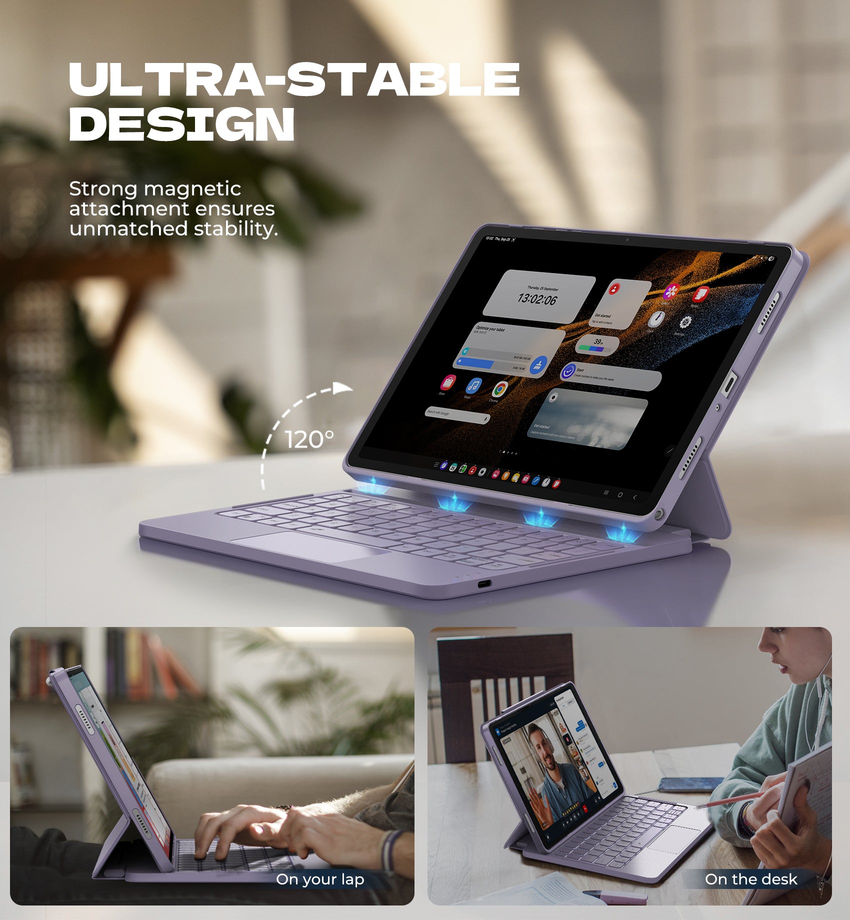 Dexnor Case for Samsung Galaxy Tab A9+ Plus 2023 with Keyboard Ultra-Light Magnetic Folio Keyboard Cover Multi-Touch Trackpad Backlit Stylus Holder