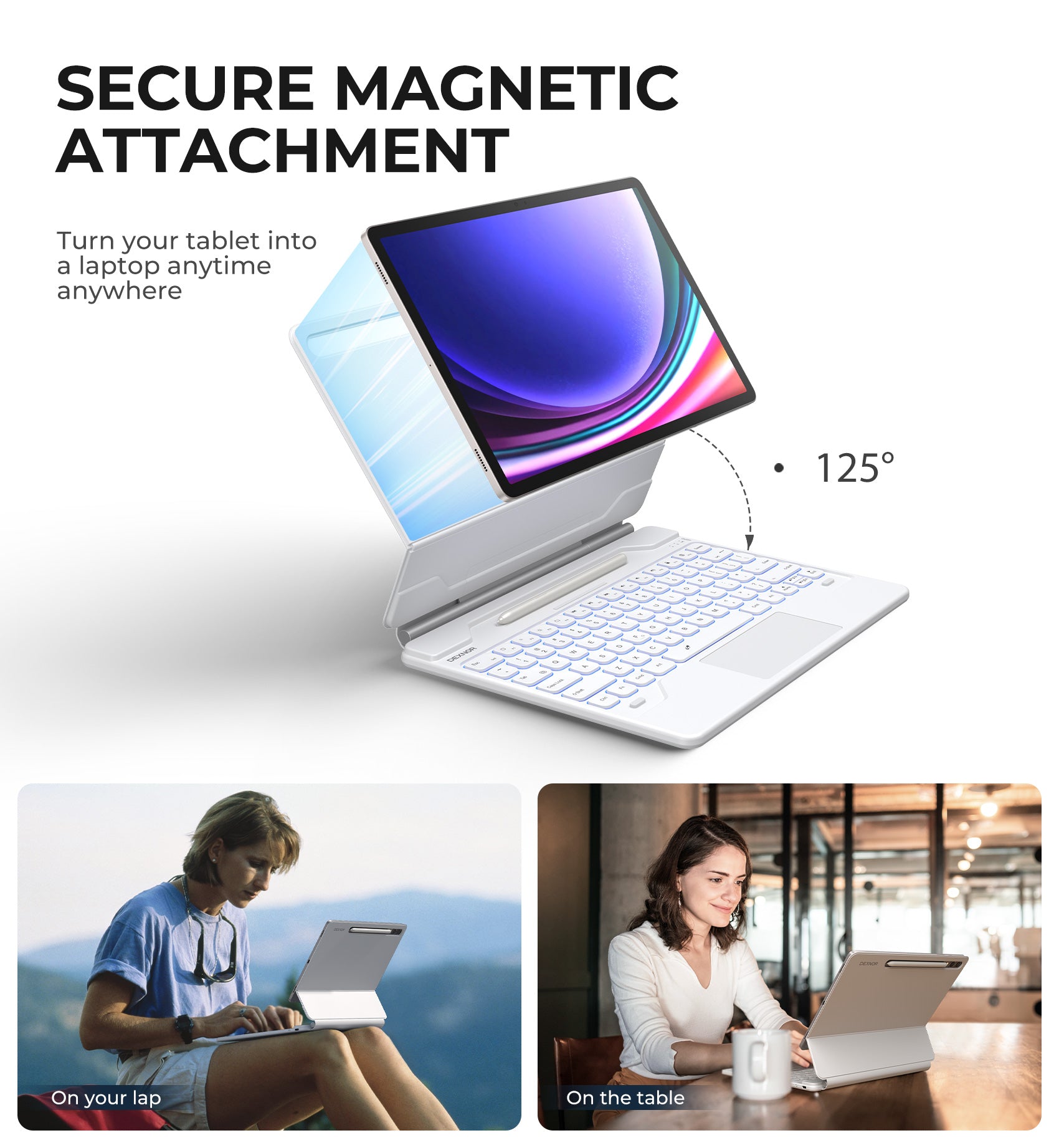 For Samsung Galaxy Tab S8 Plus/S7 FE (5G)/S7 Plus/S9 Plus/S9 FE Plus 12.4 Inch Case with Keyboard Floating Cantilever Magnetic Stand