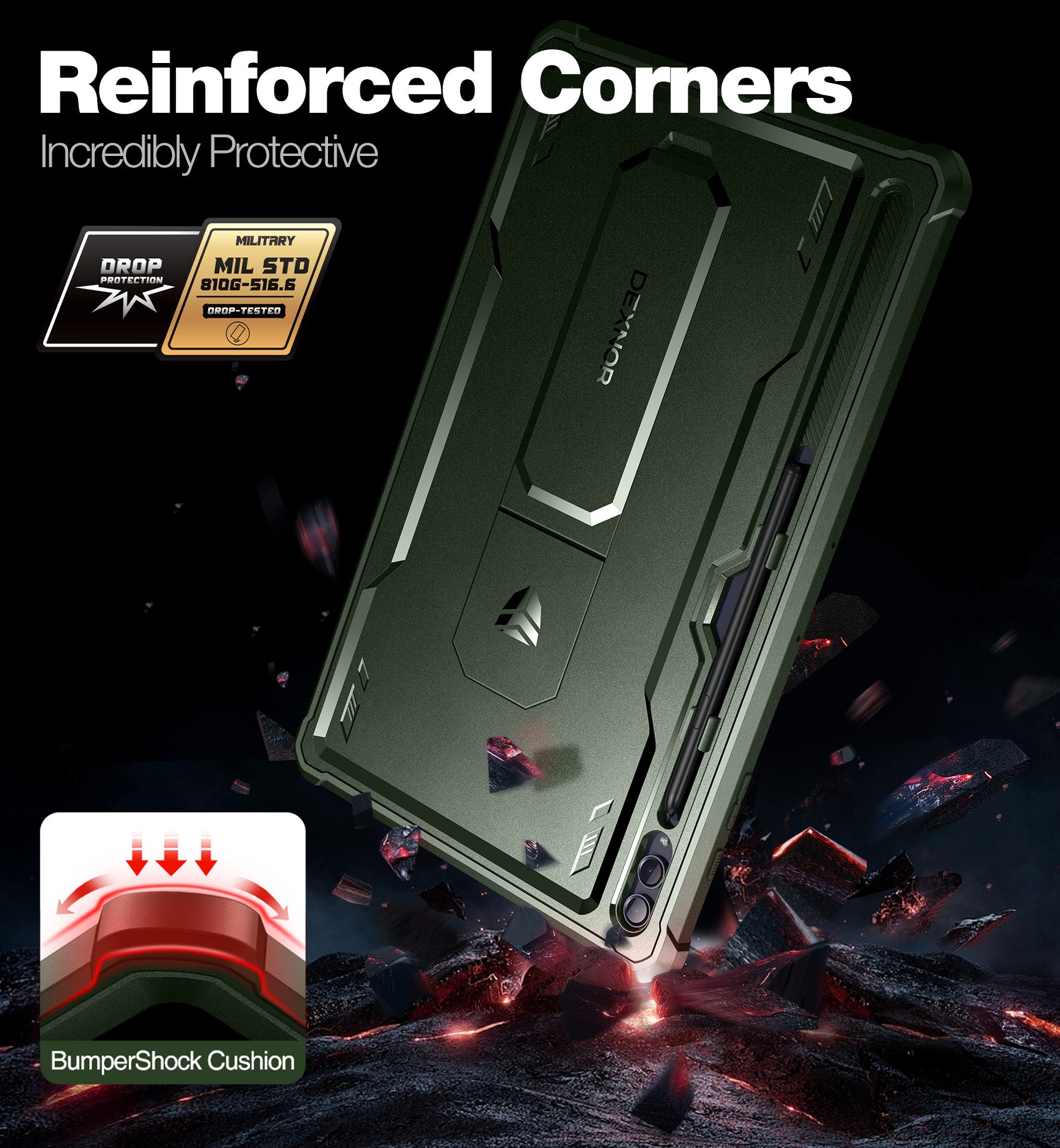 Dexnor Case for Samsung Galaxy Tab S10 Ultra 2024 14.6 Inch Built in Screen Protector Kickstand with Pen Holder Heavy Duty Shockproof Protective Cover