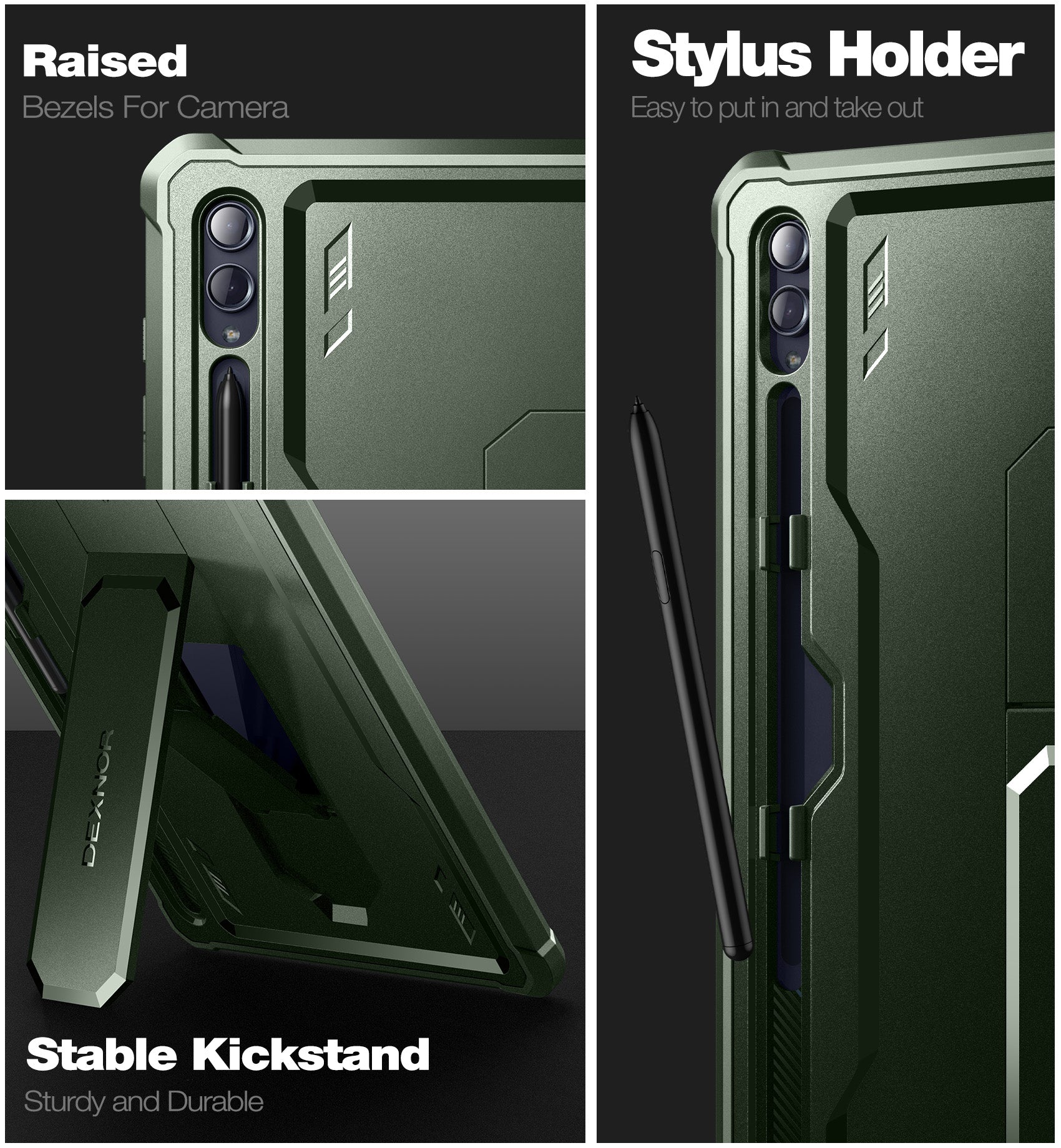 Dexnor Case for Samsung Galaxy Tab S10 Ultra 2024 14.6 Inch Built in Screen Protector Kickstand with Pen Holder Heavy Duty Shockproof Protective Cover