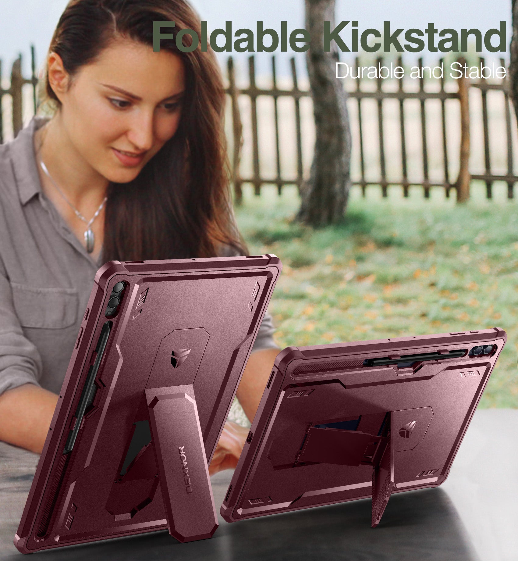 Dexnor Case for Samsung Galaxy Tab S10 Ultra 2024 14.6 Inch Built in Screen Protector Kickstand with Pen Holder Heavy Duty Shockproof Protective Cover